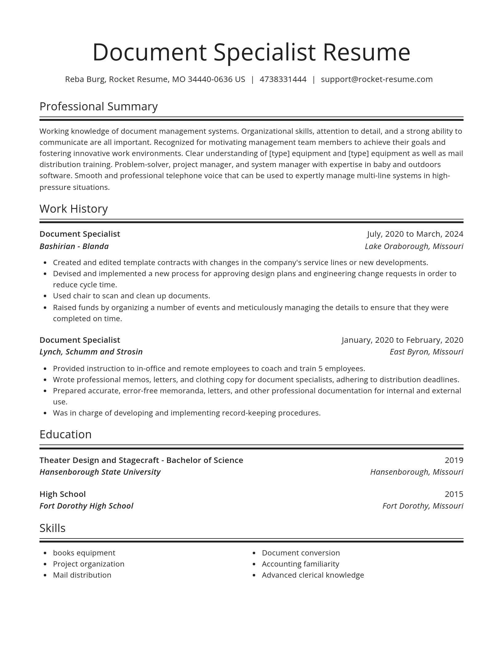Spotlight resume template