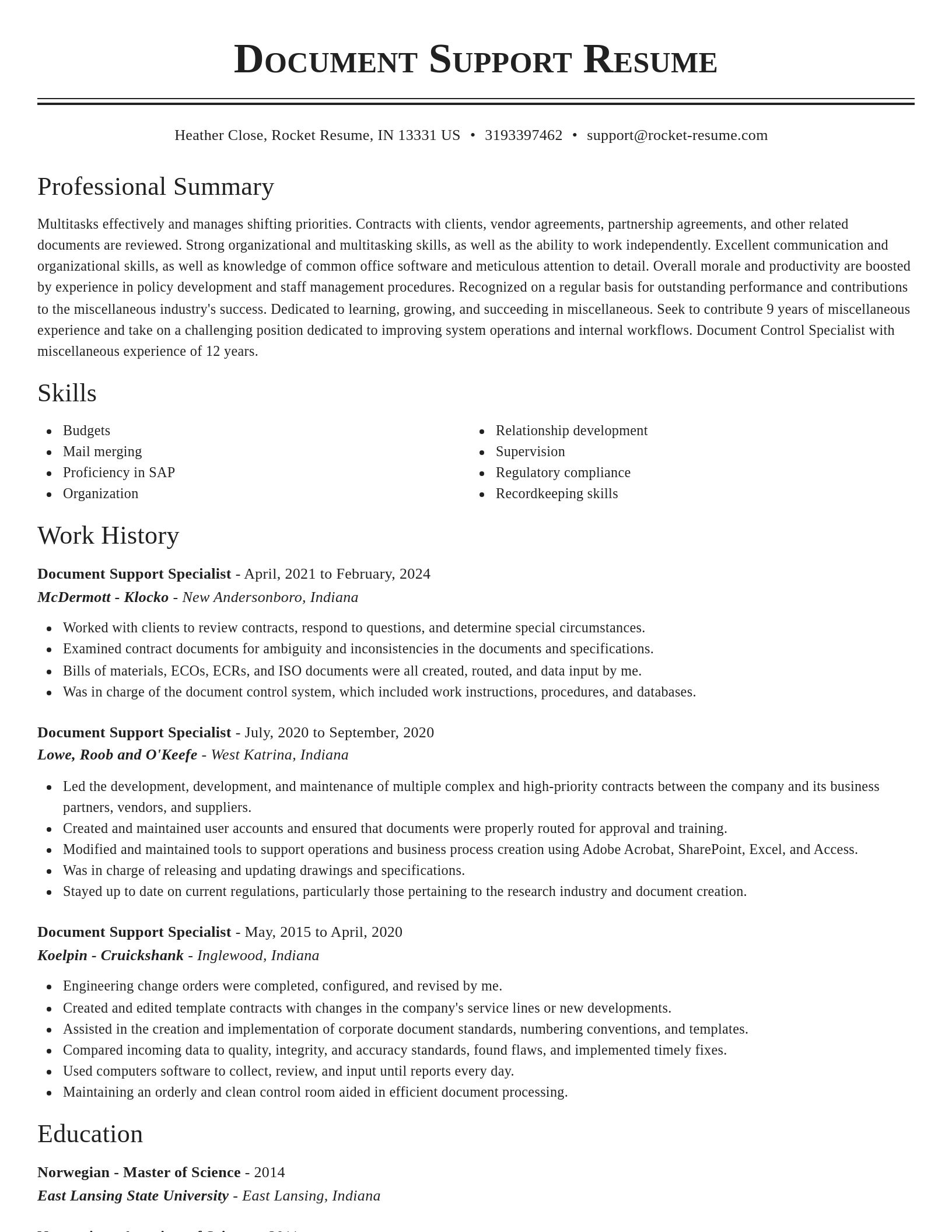Classic resume template