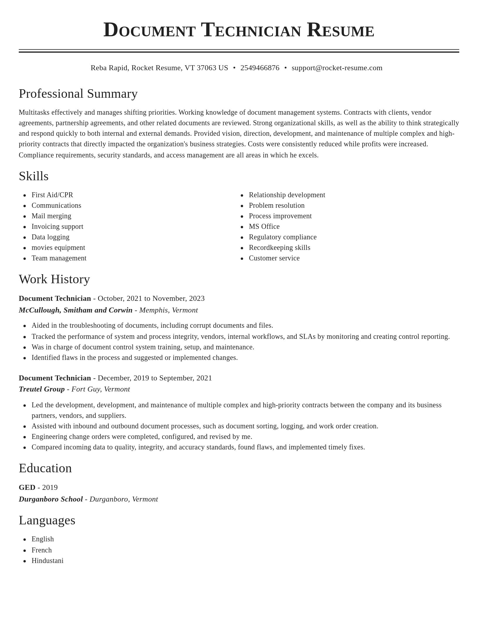 Classic resume template