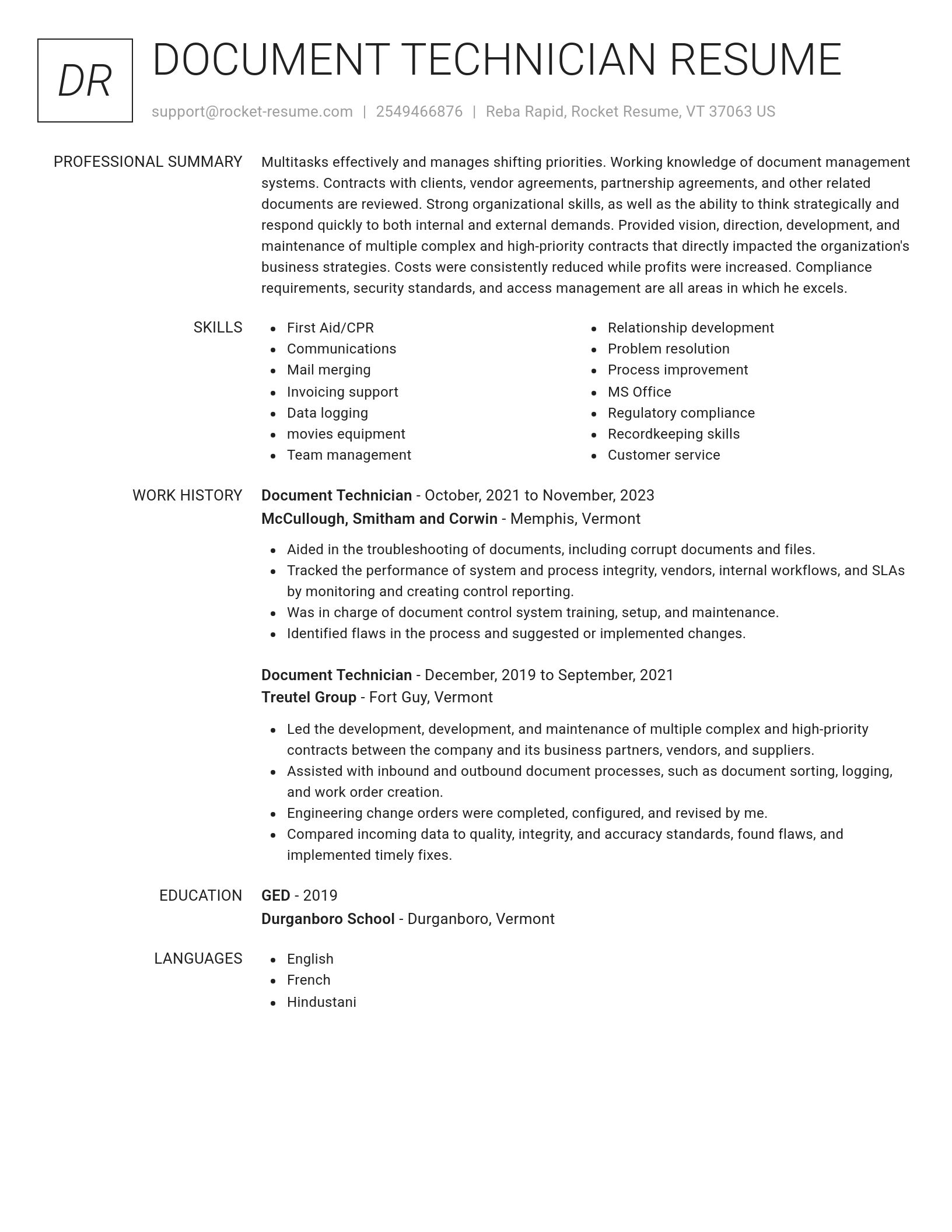 Renowned resume template