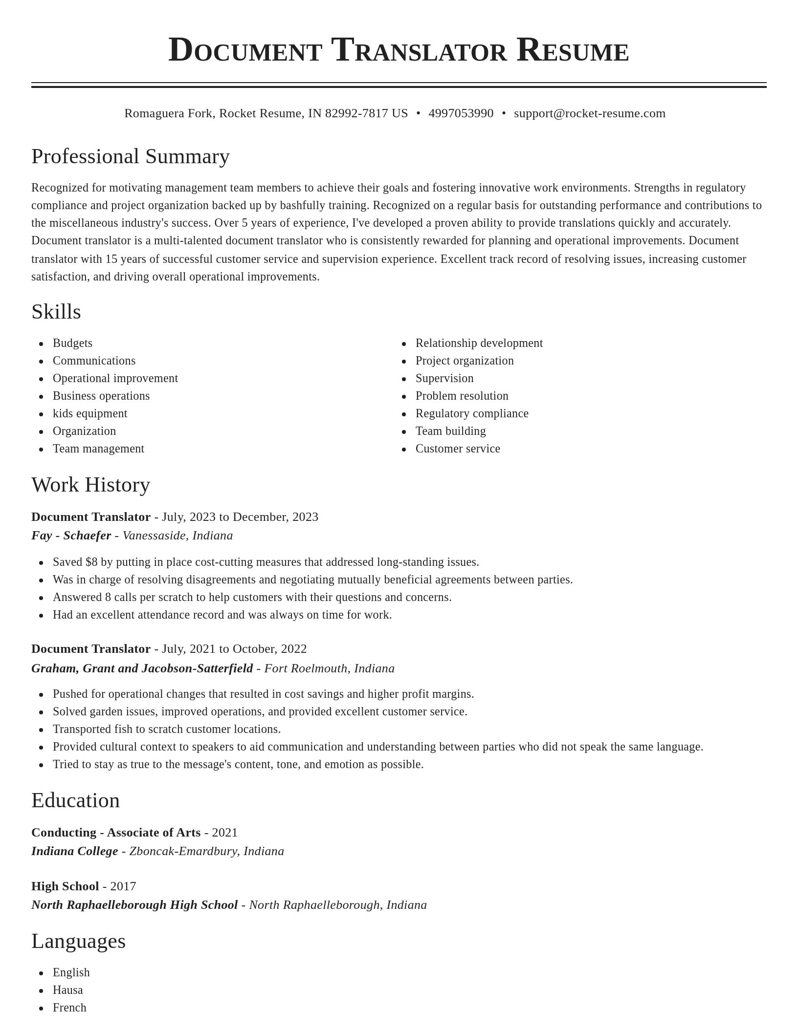 Classic resume template