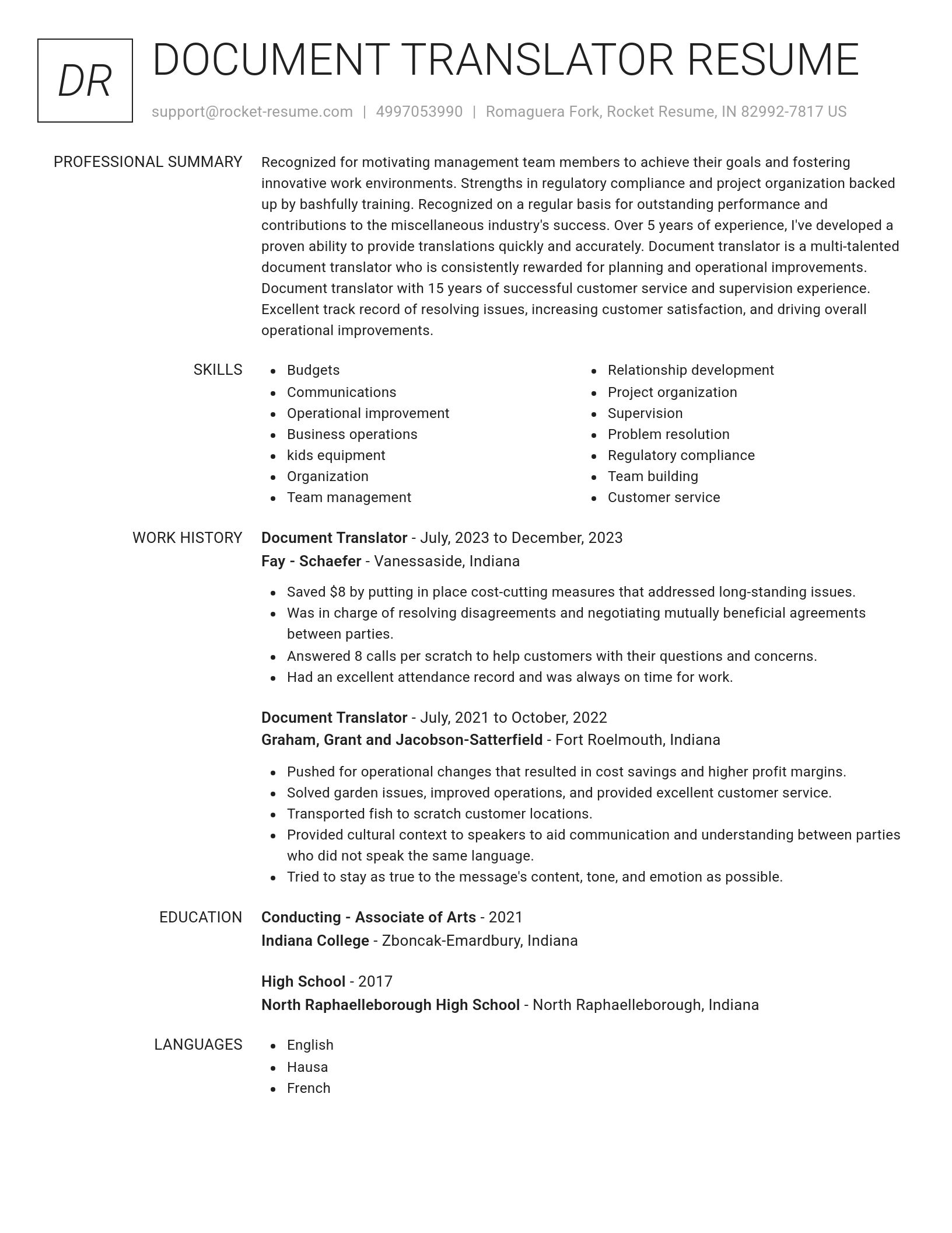 Renowned resume template