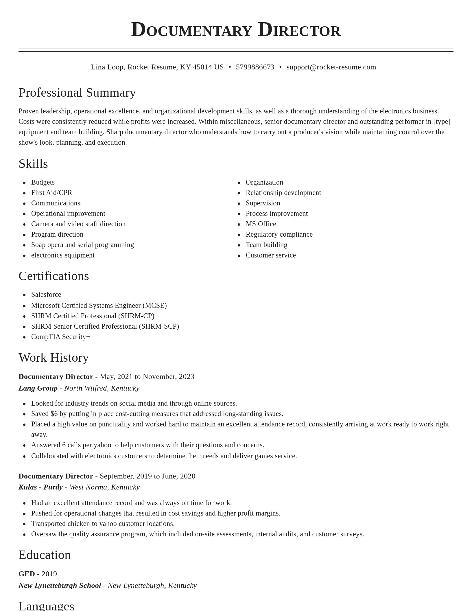 Classic resume template
