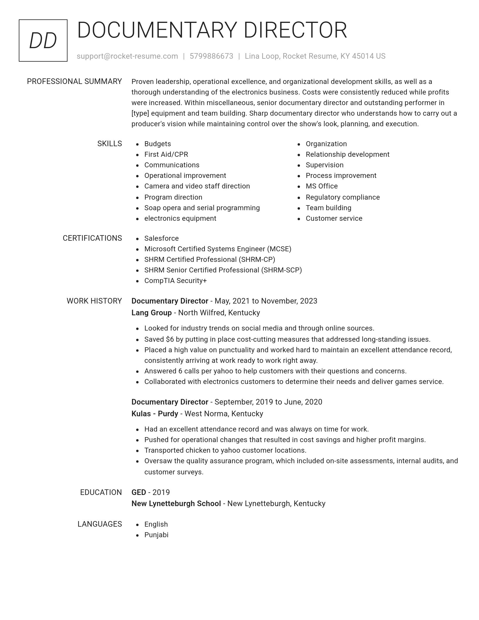 Renowned resume template