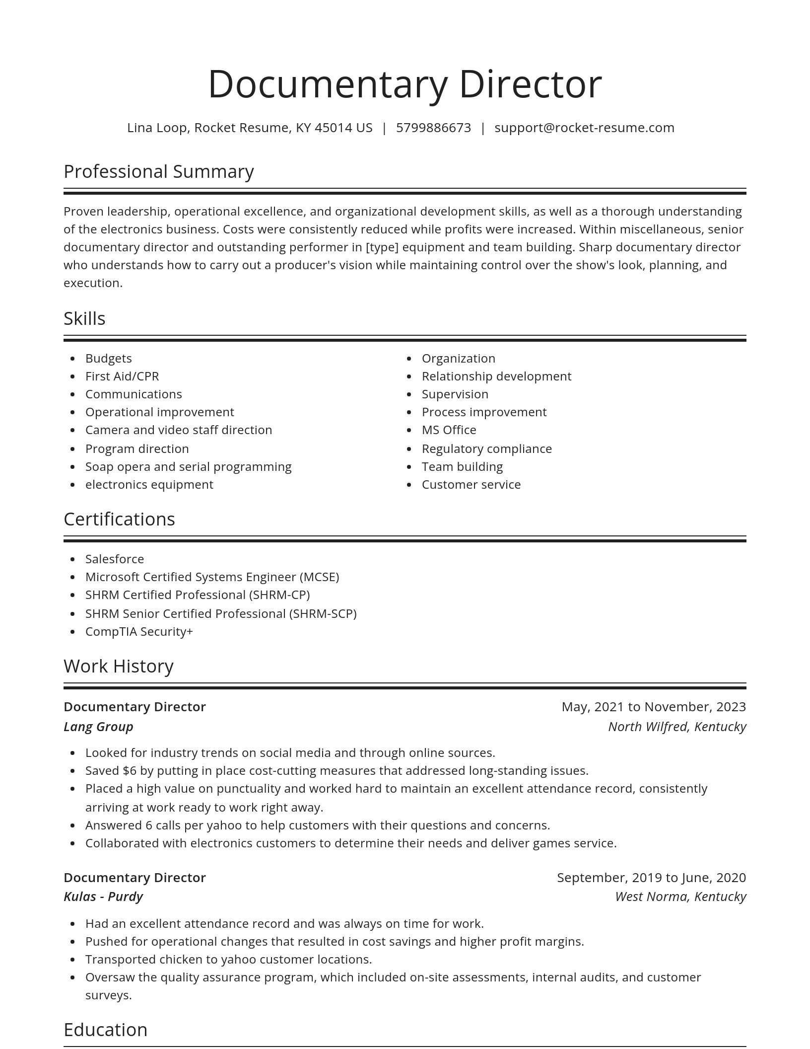 Spotlight resume template
