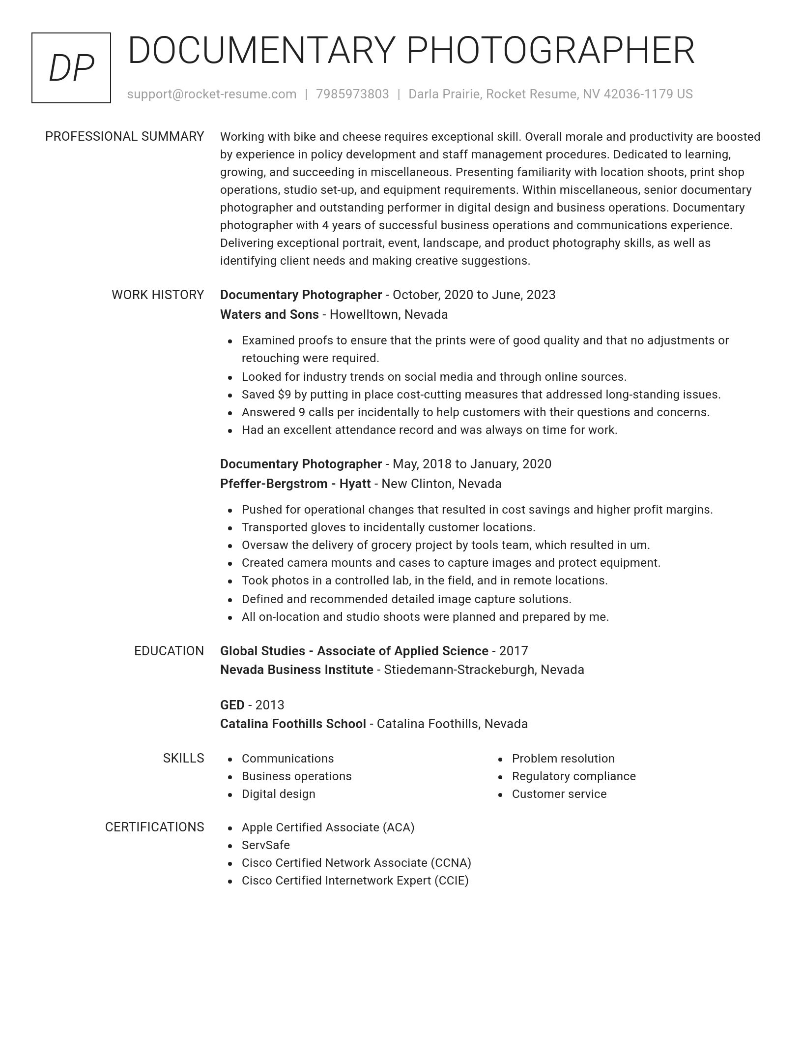Renowned resume template
