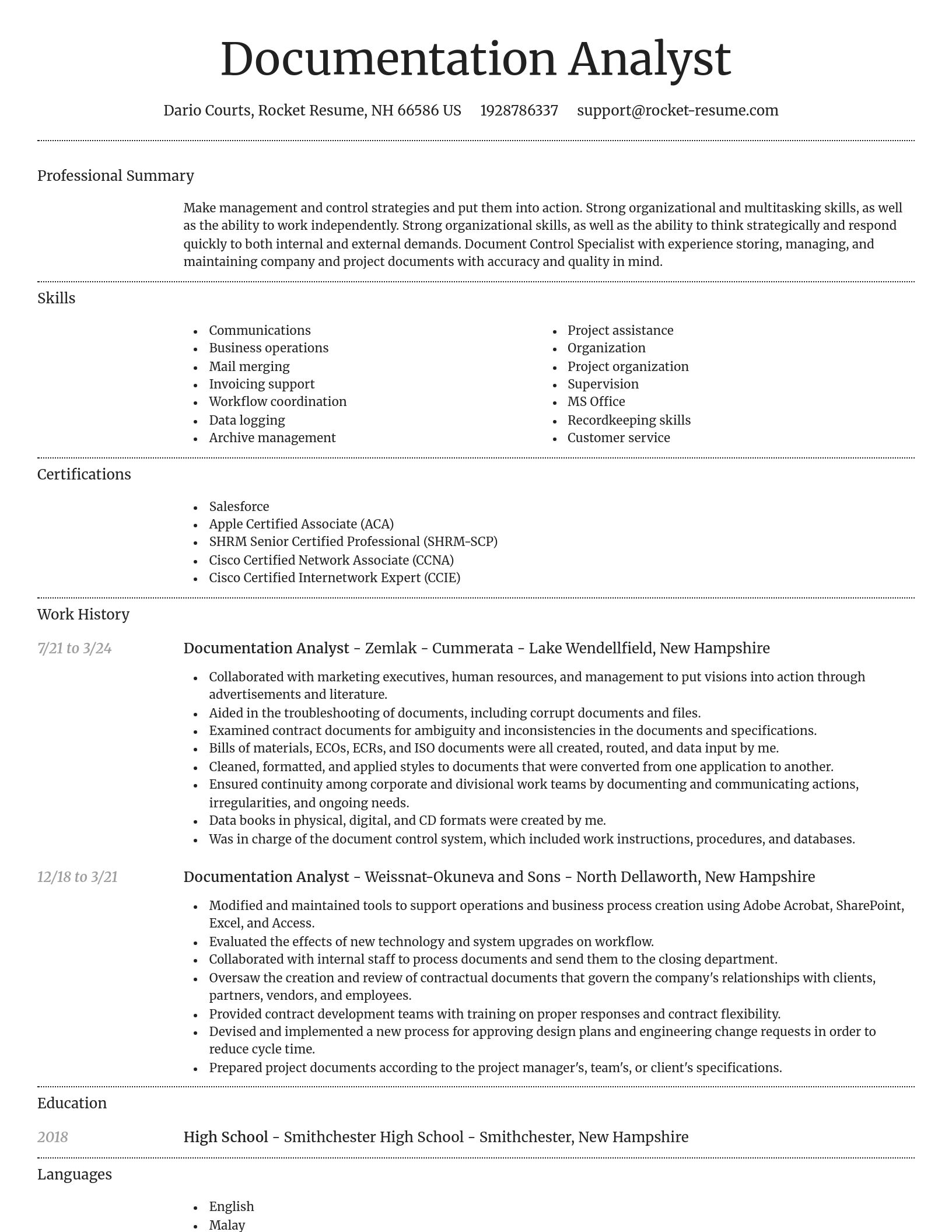 Dignified resume template