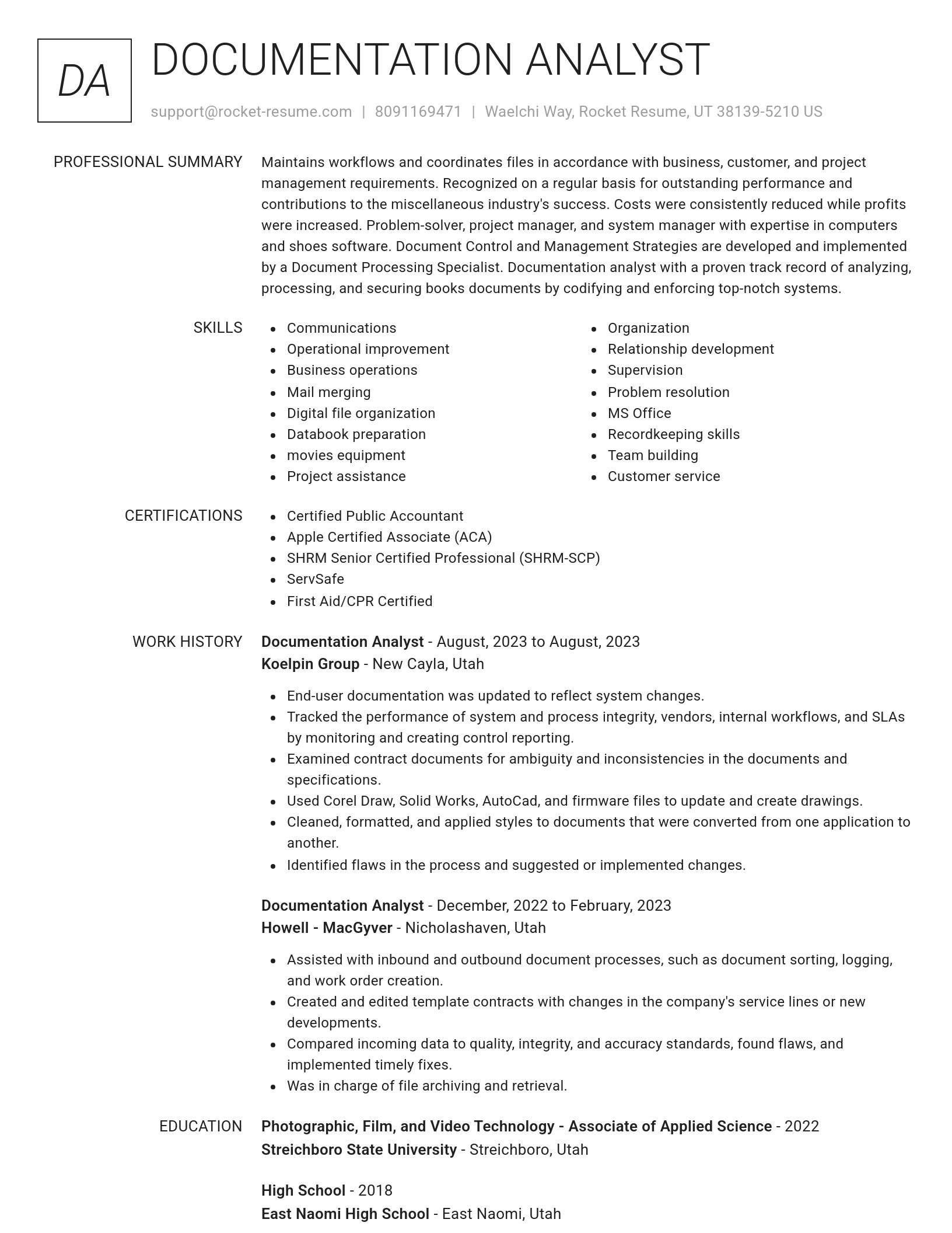 Renowned resume template