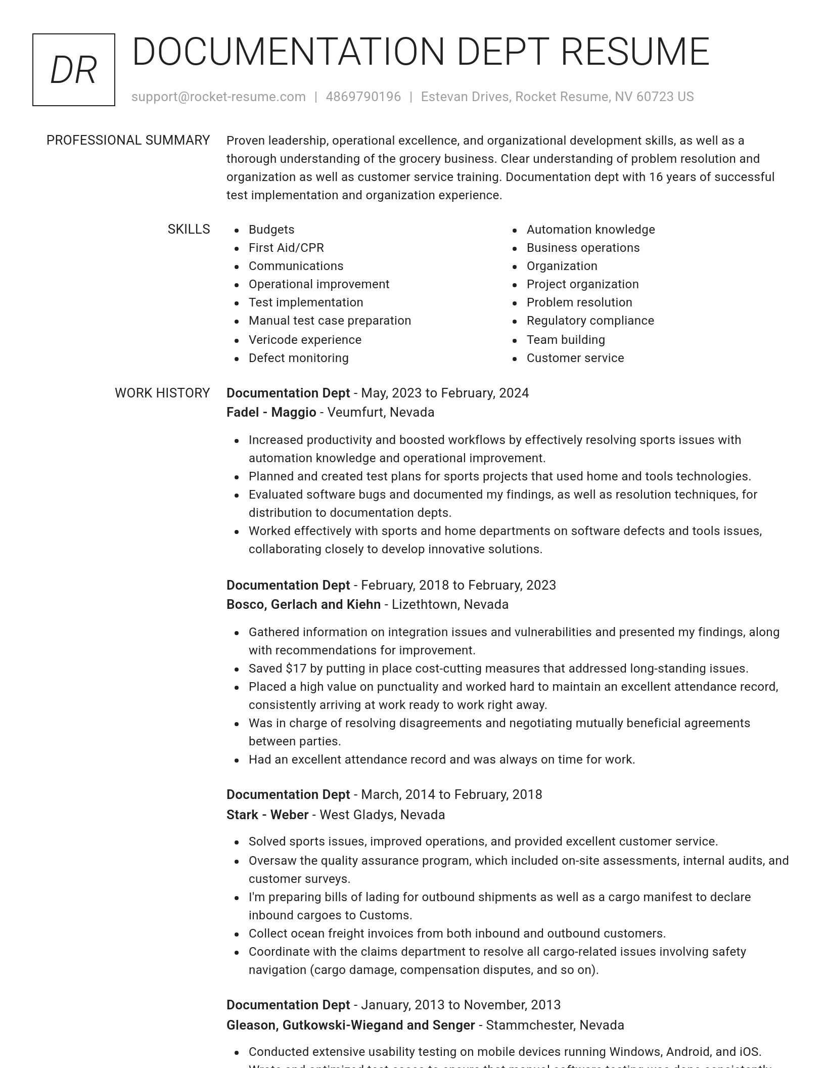 Renowned resume template