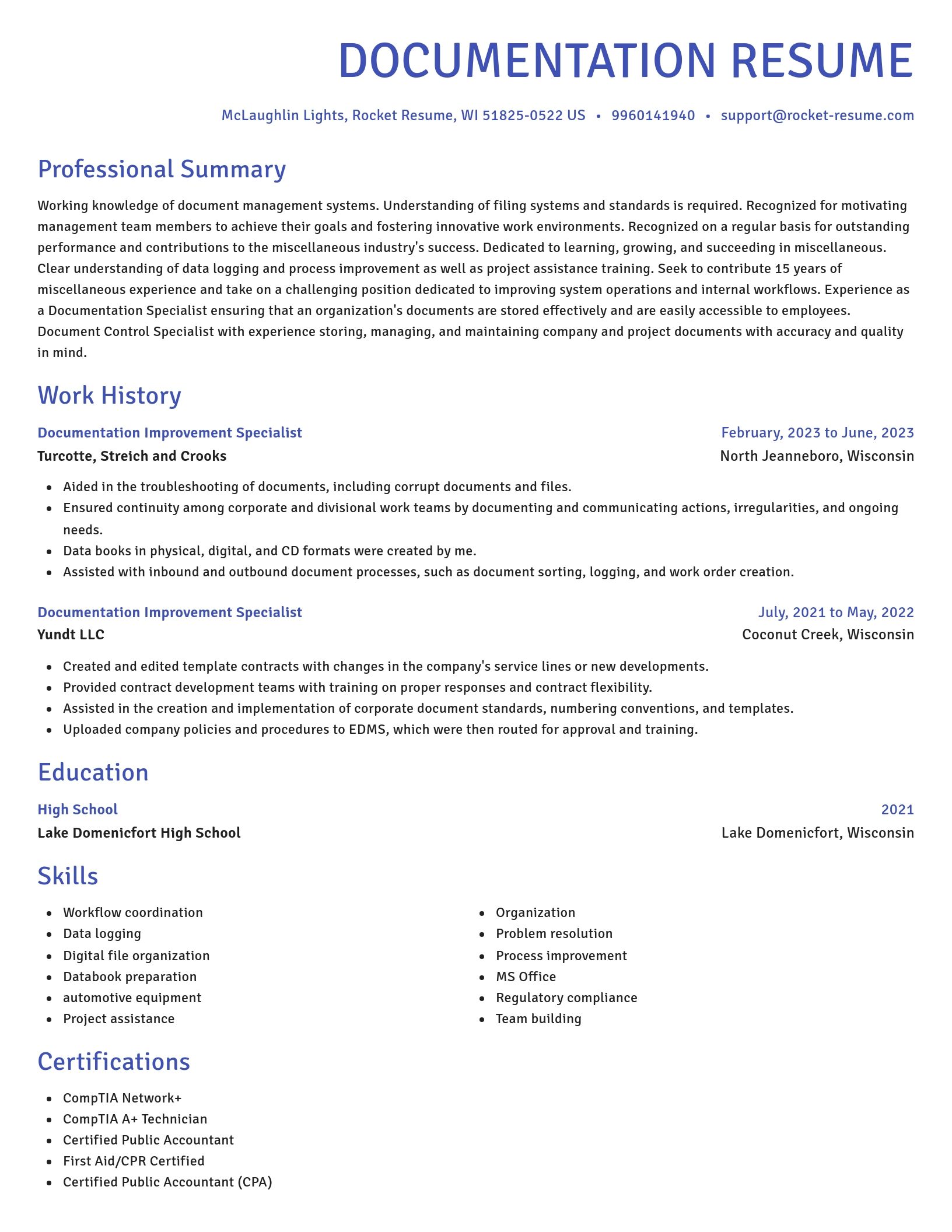 Novel resume template