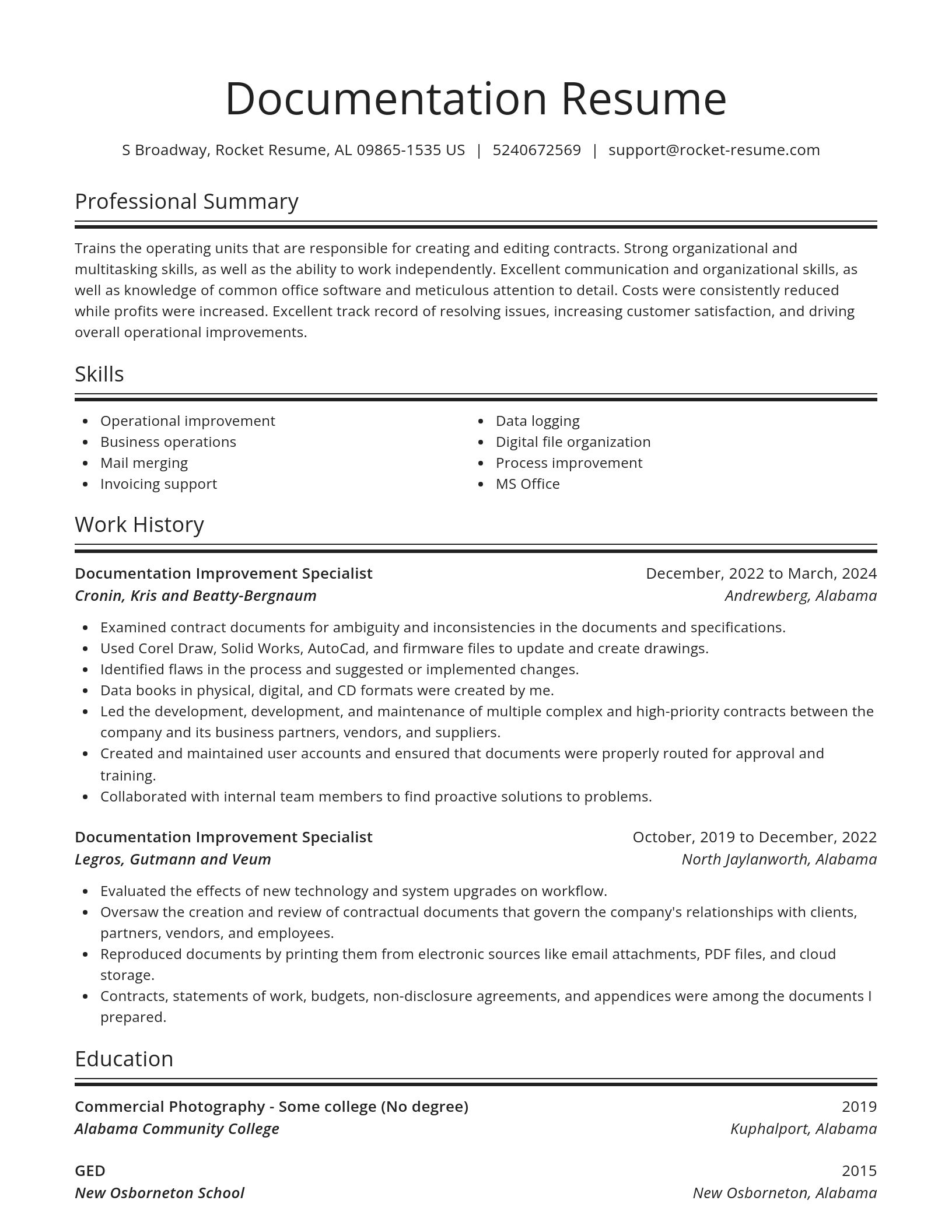 Spotlight resume template