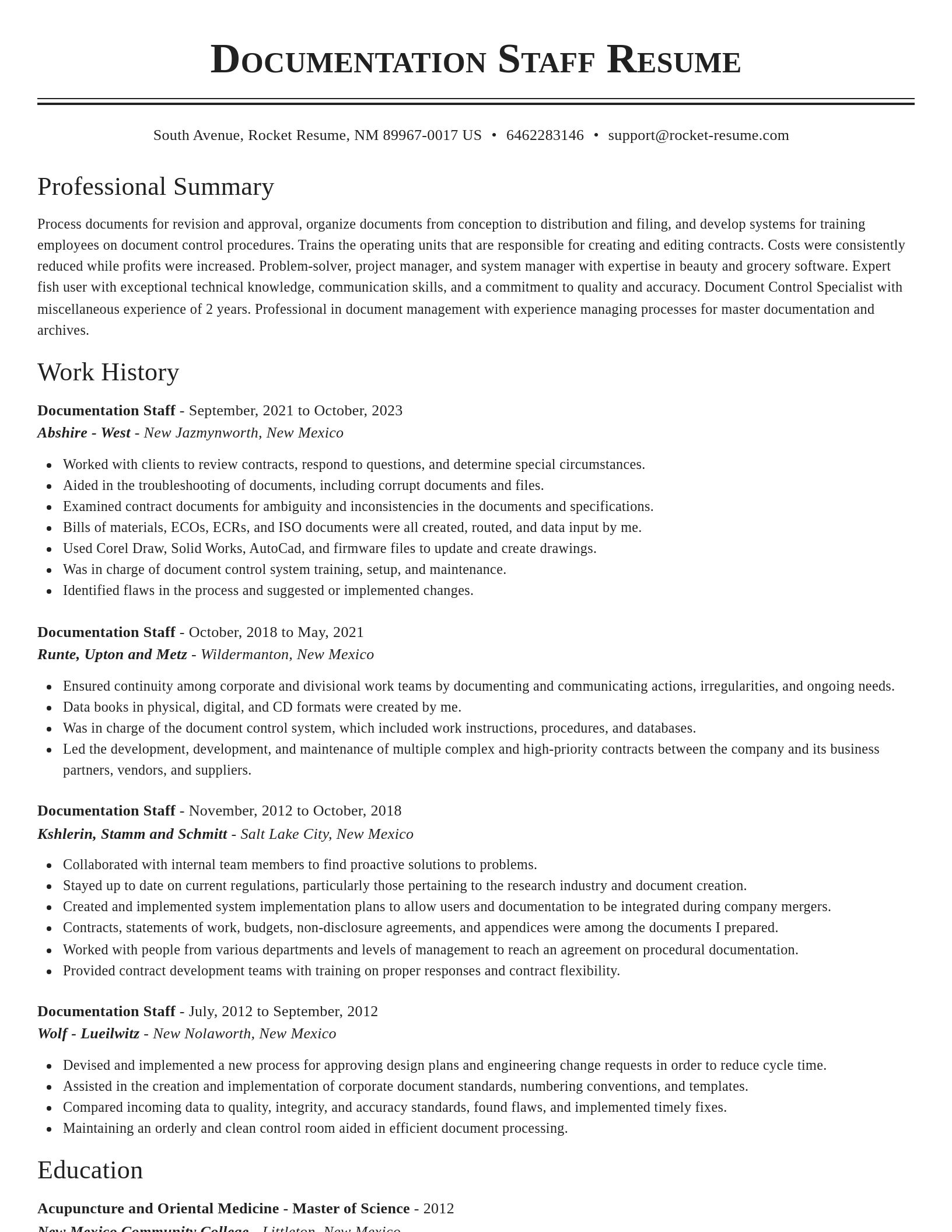 Classic resume template