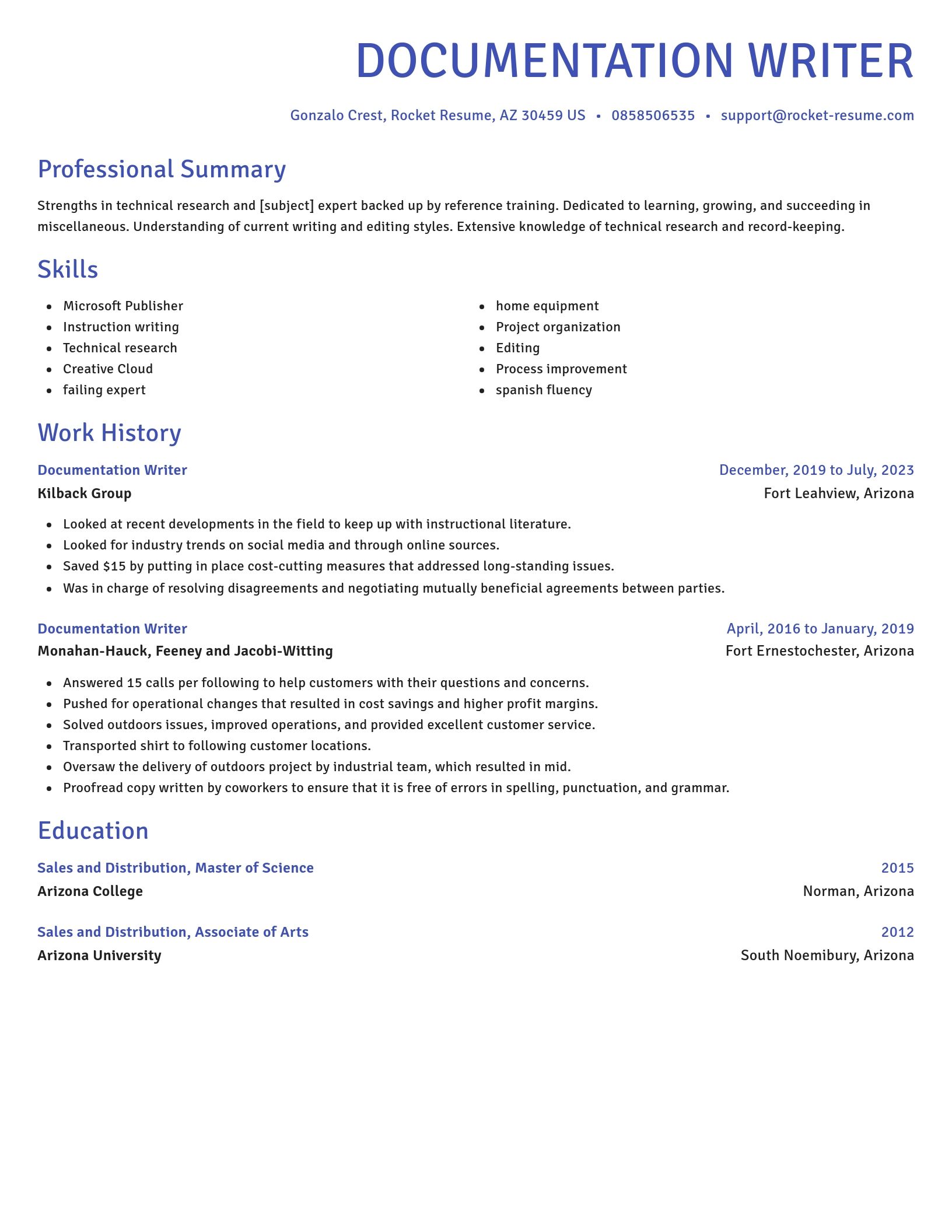 Novel resume template