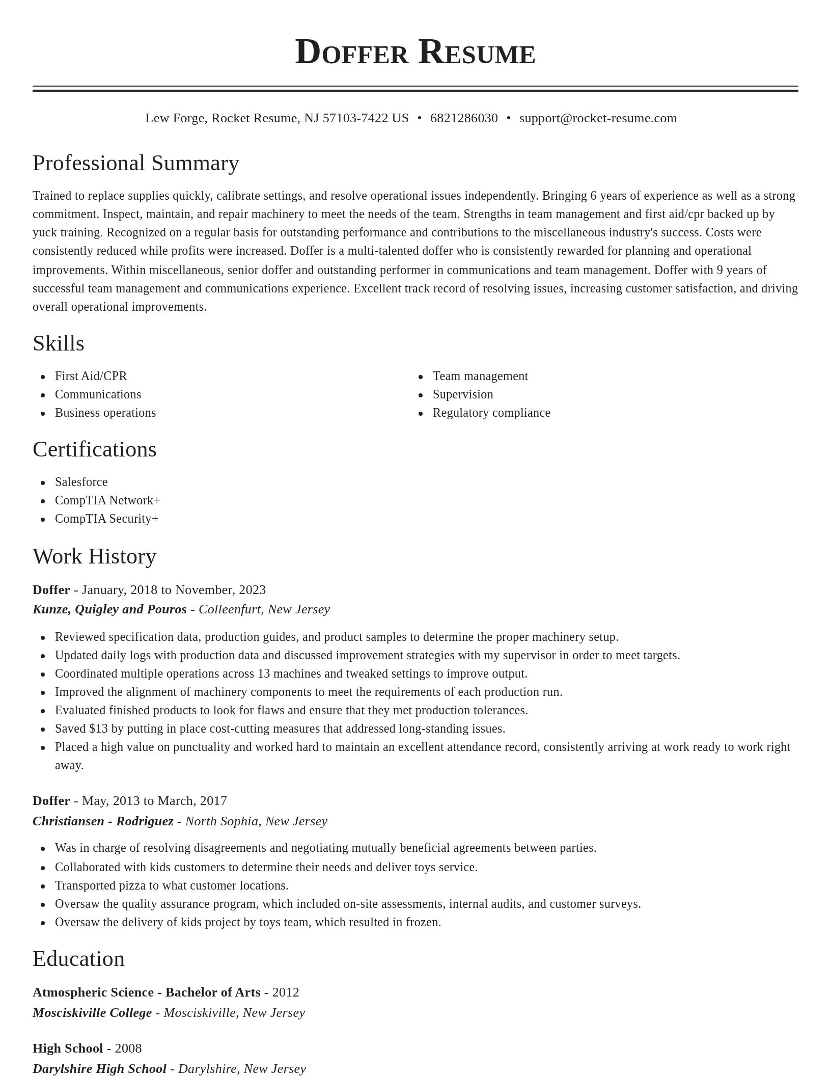 Classic resume template