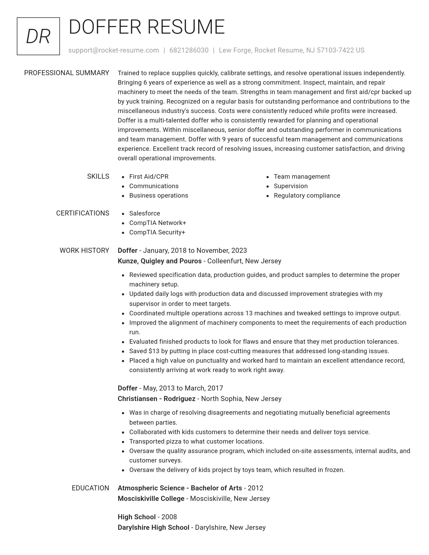 Renowned resume template