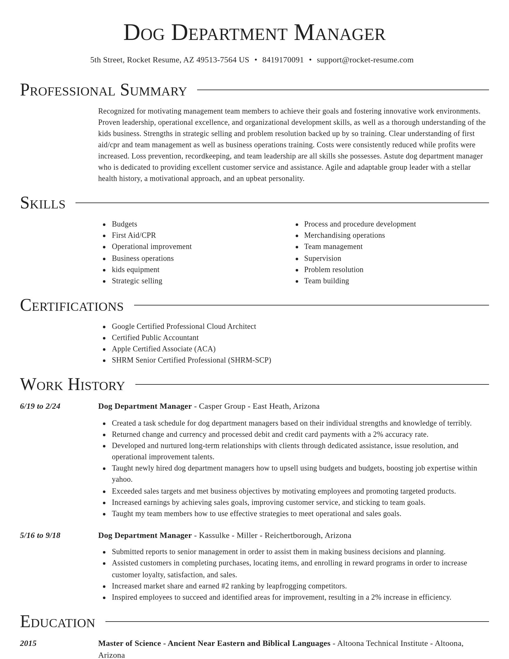 Director resume template