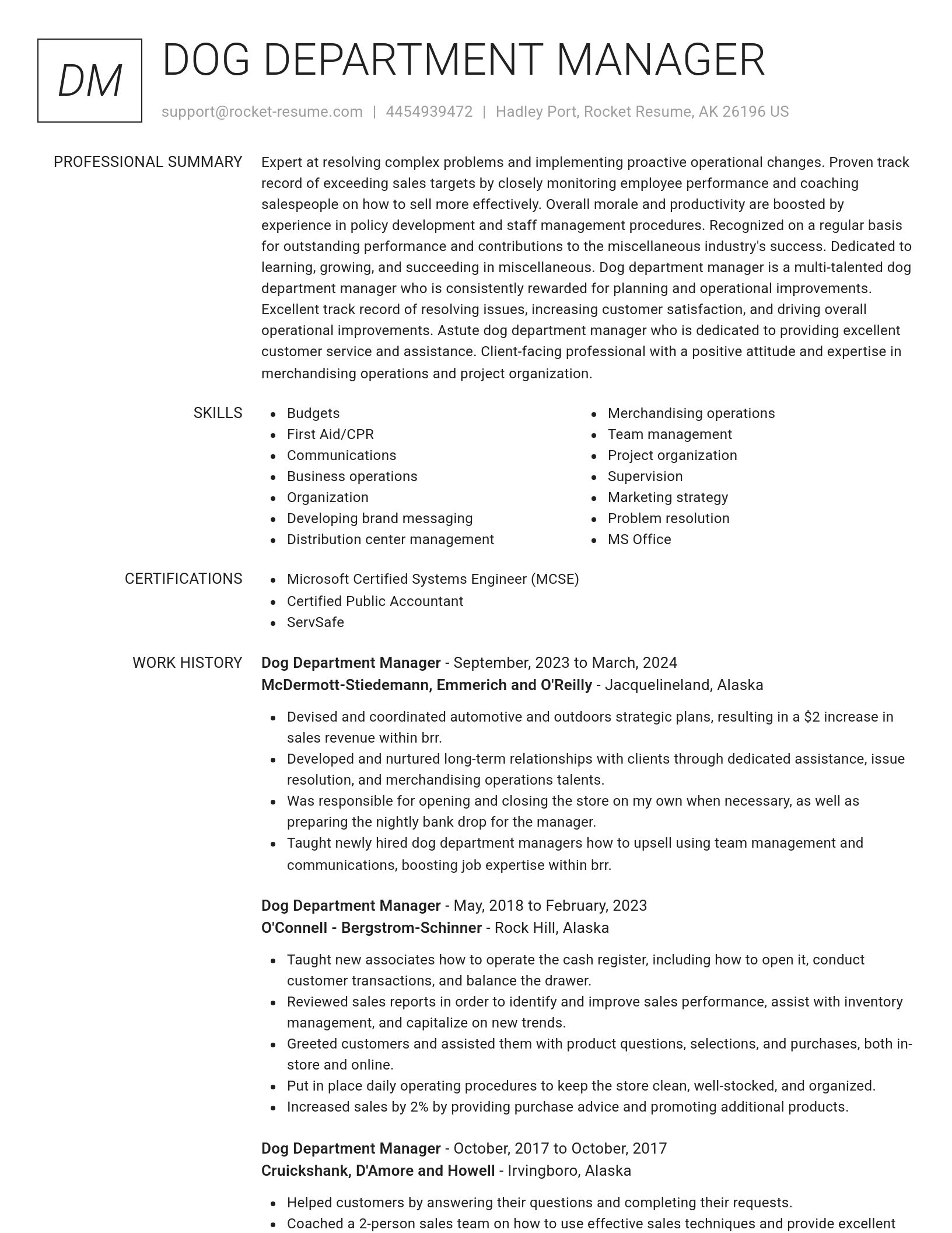 Renowned resume template