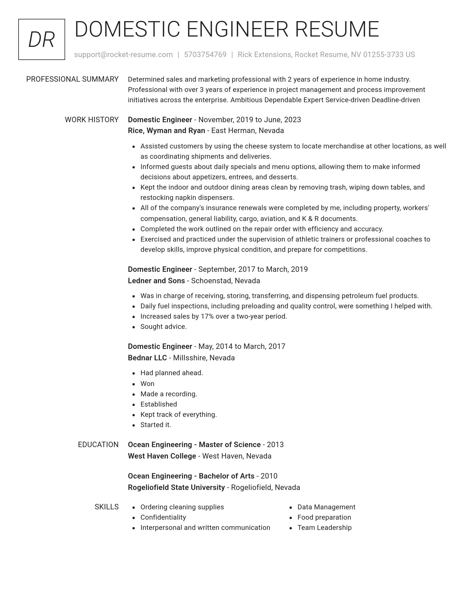 Renowned resume template