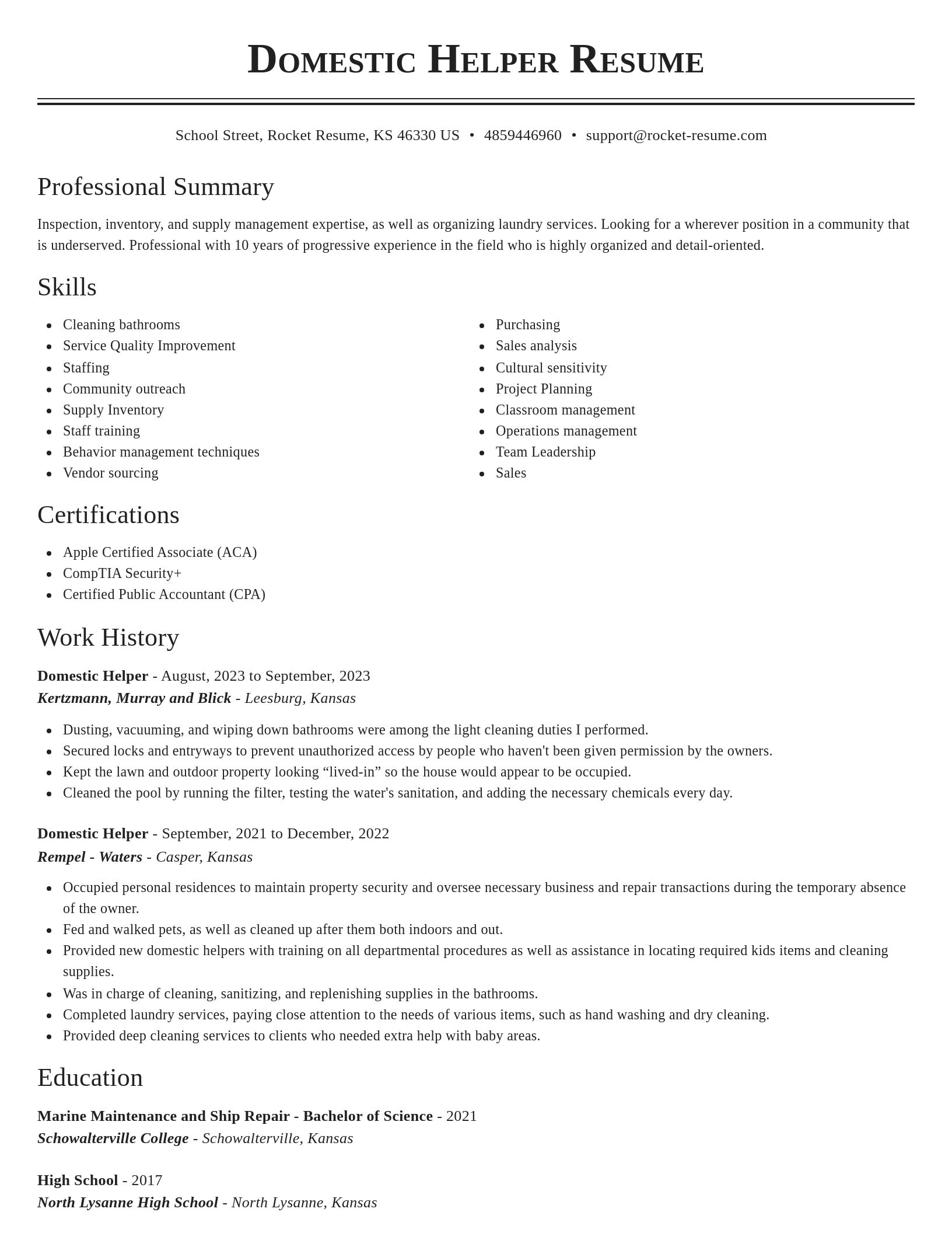 Classic resume template
