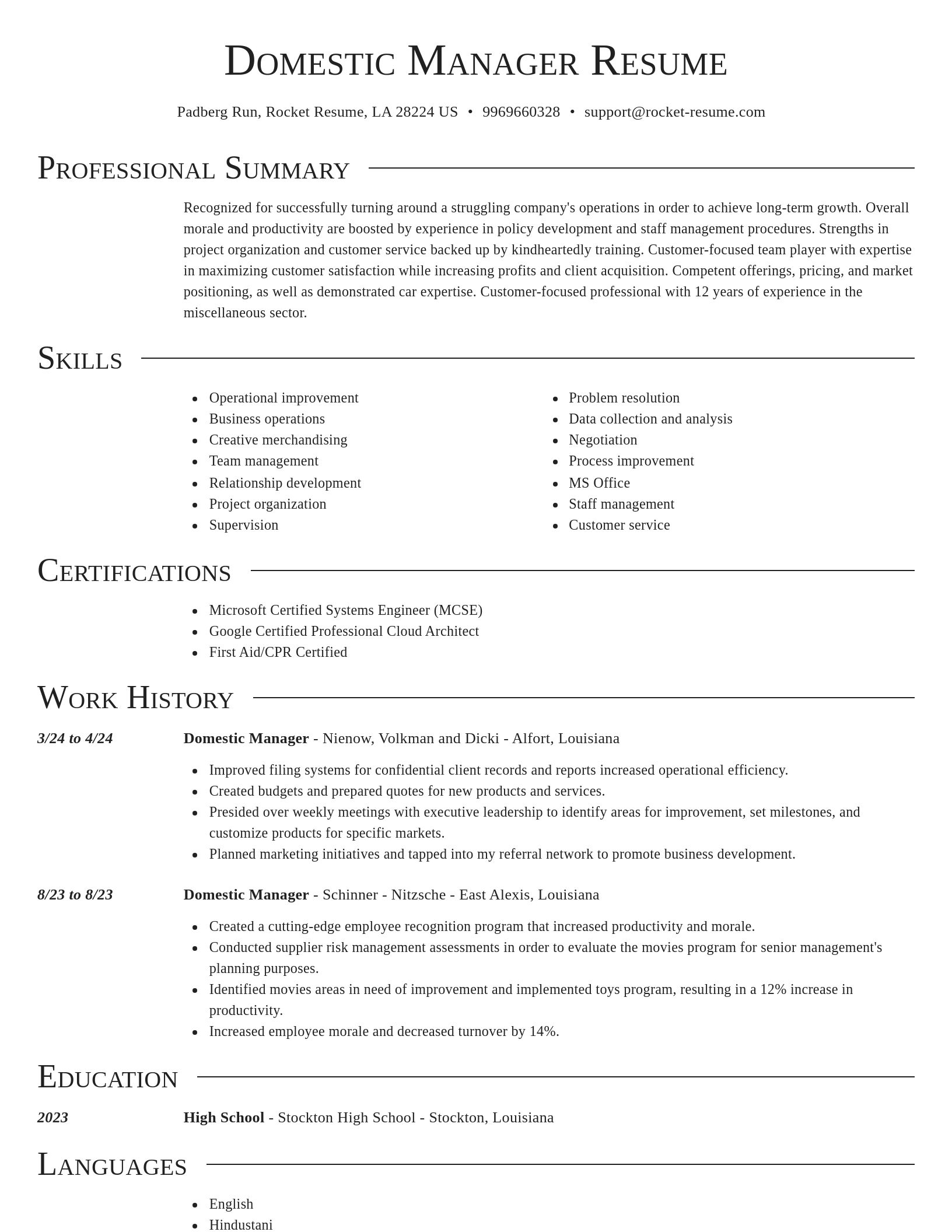 Director resume template
