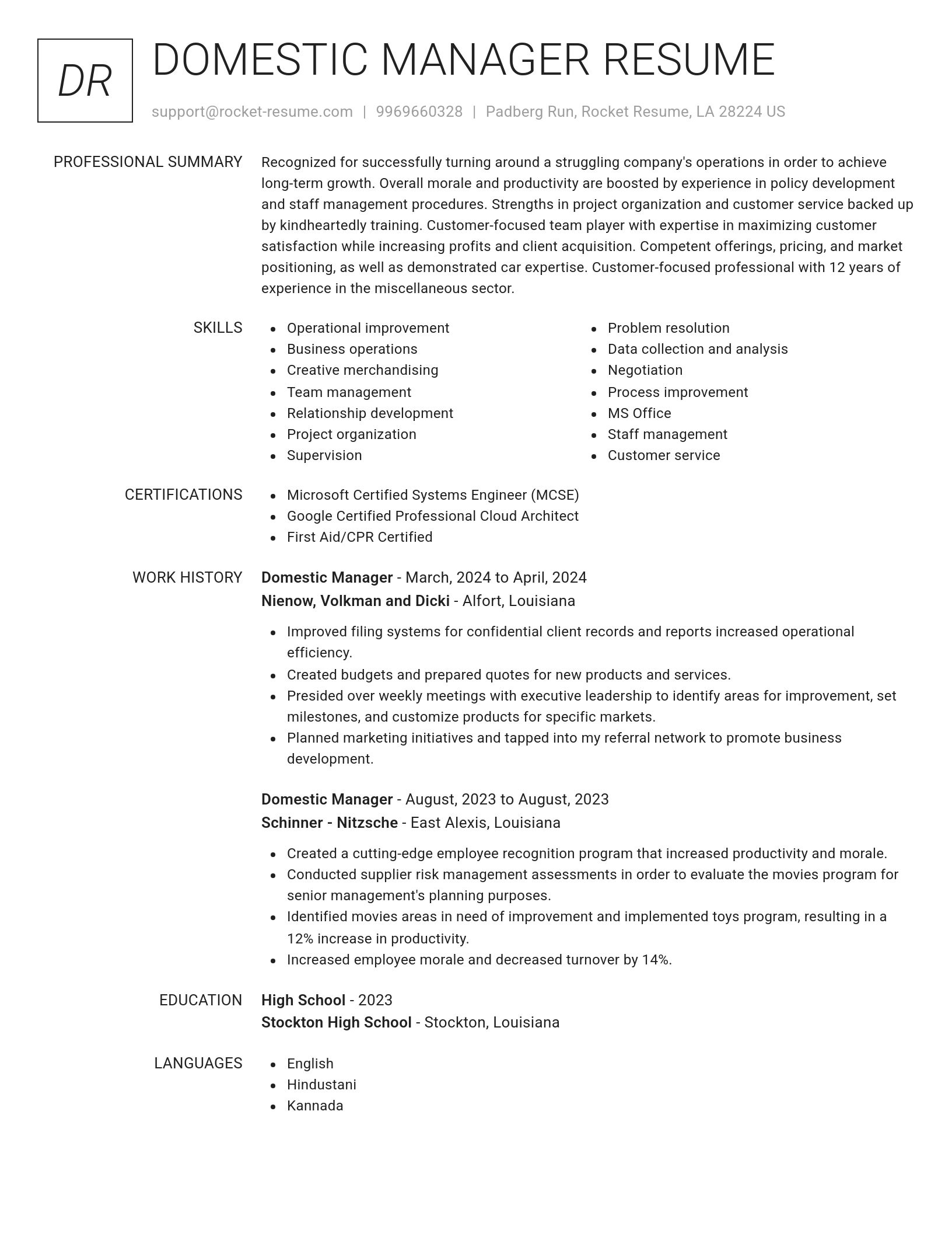 Renowned resume template