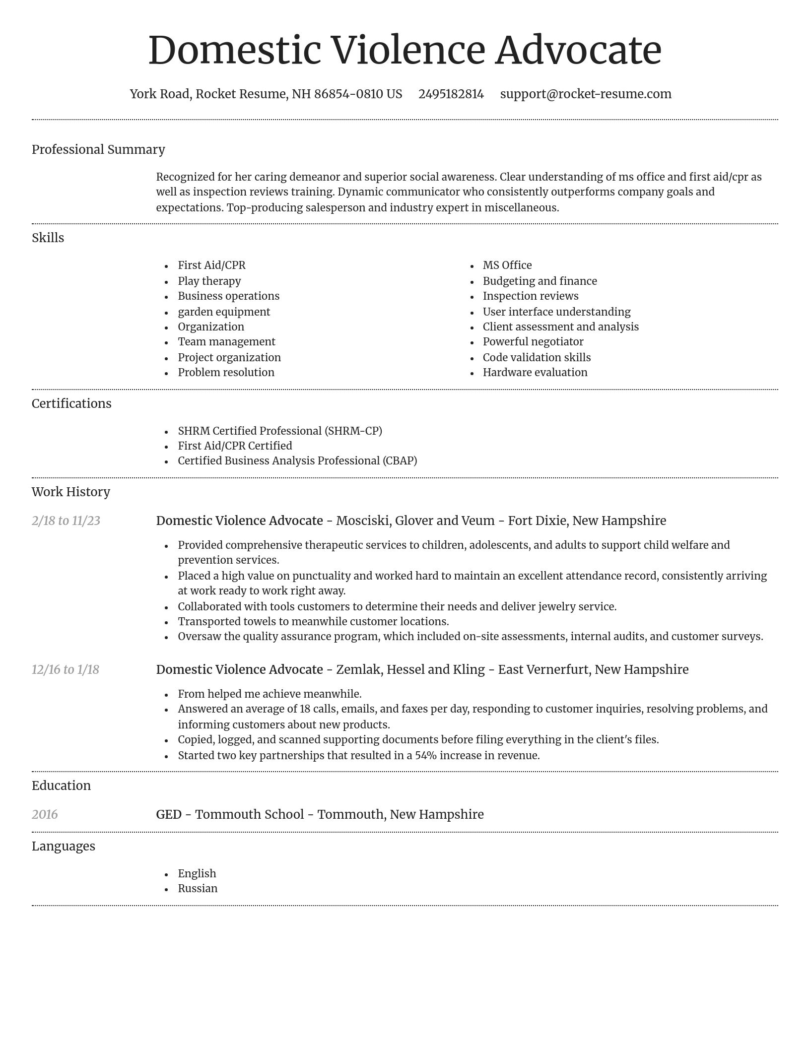 Dignified resume template