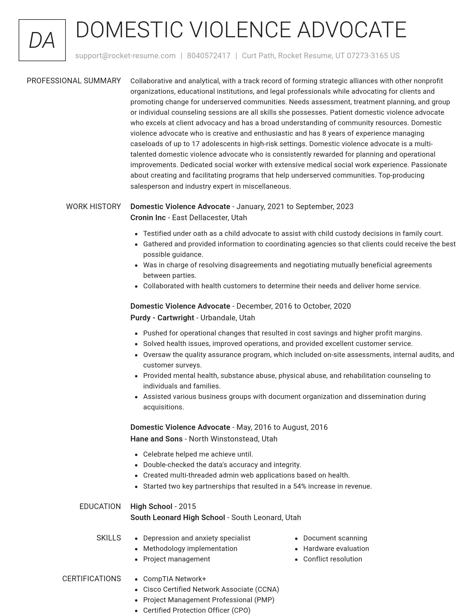 Renowned resume template