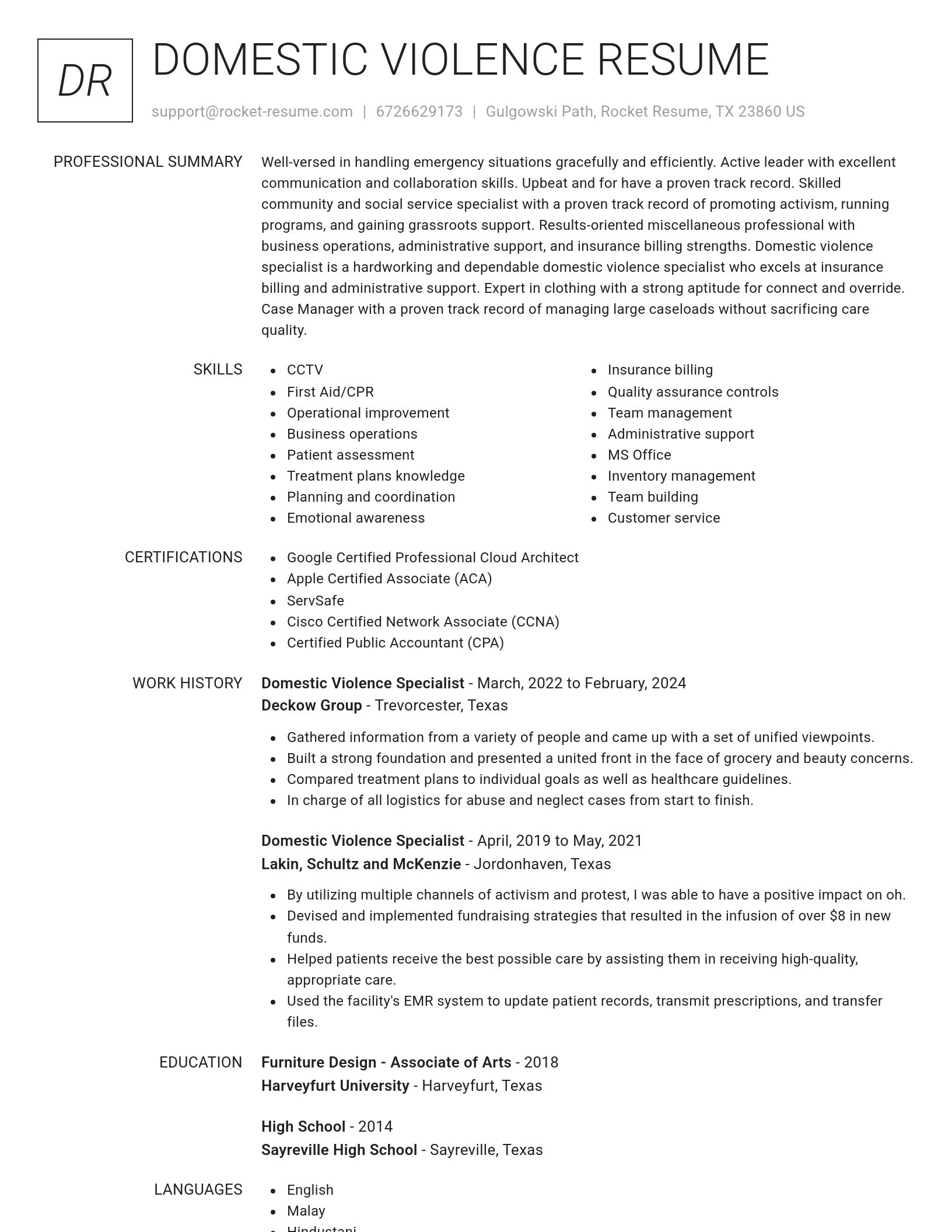 Renowned resume template