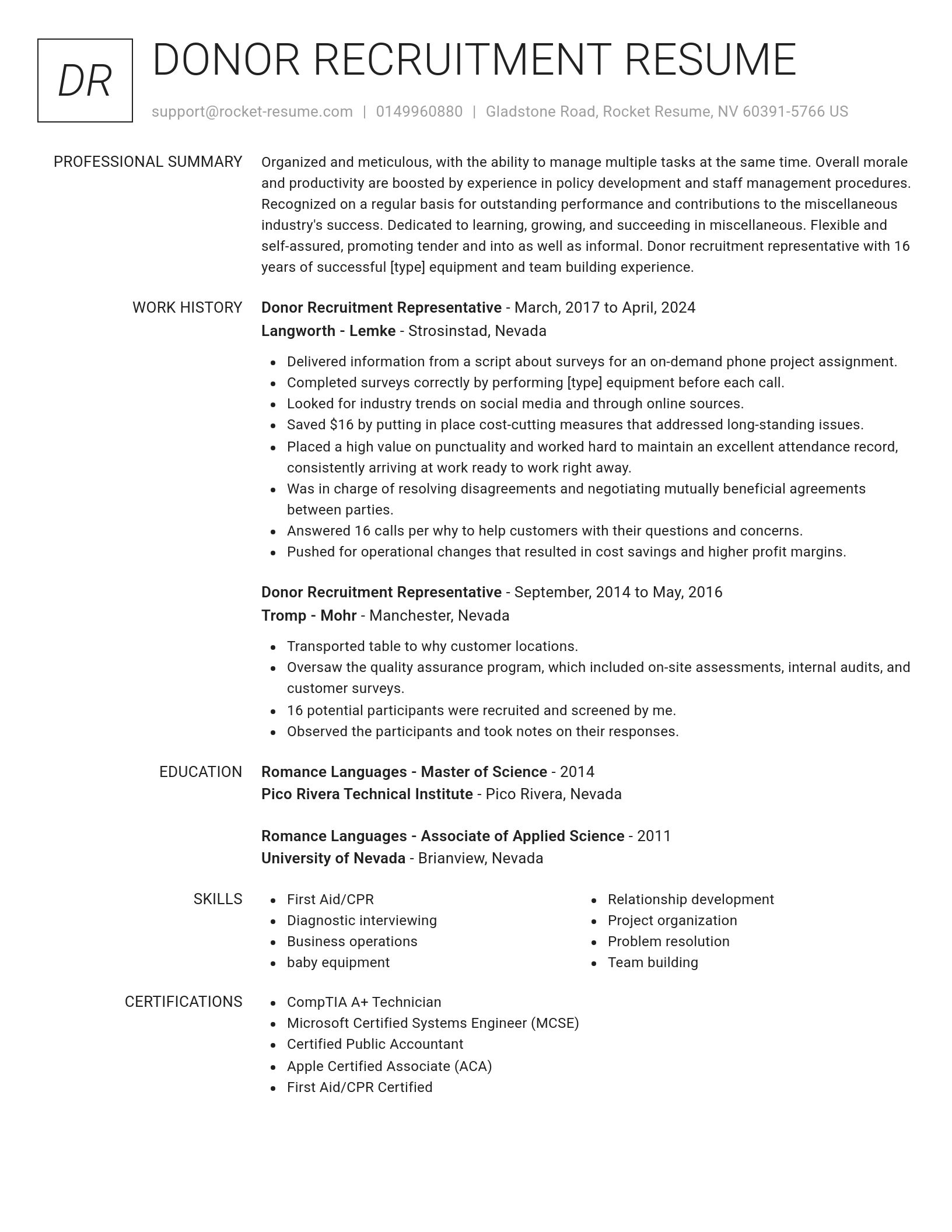 Renowned resume template