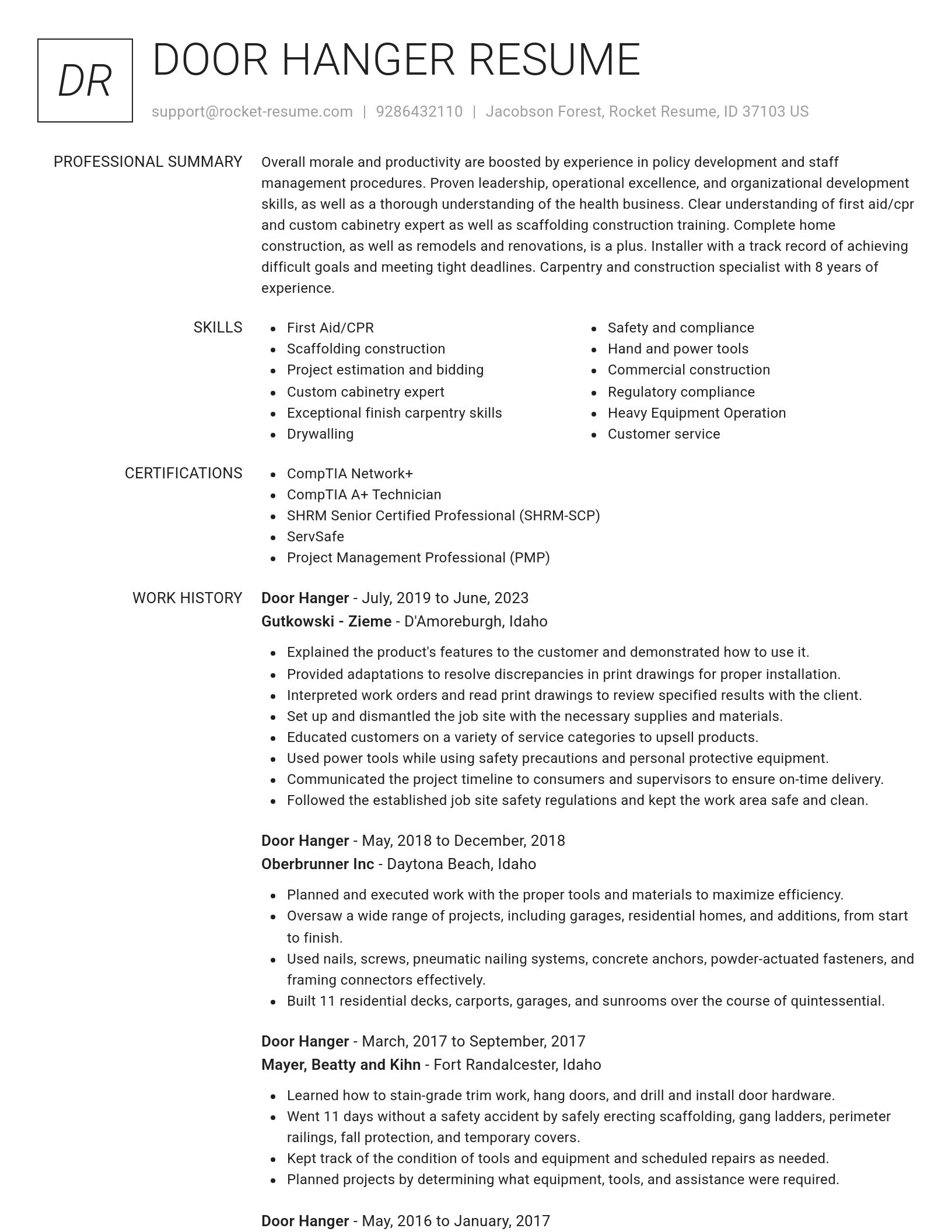 Renowned resume template