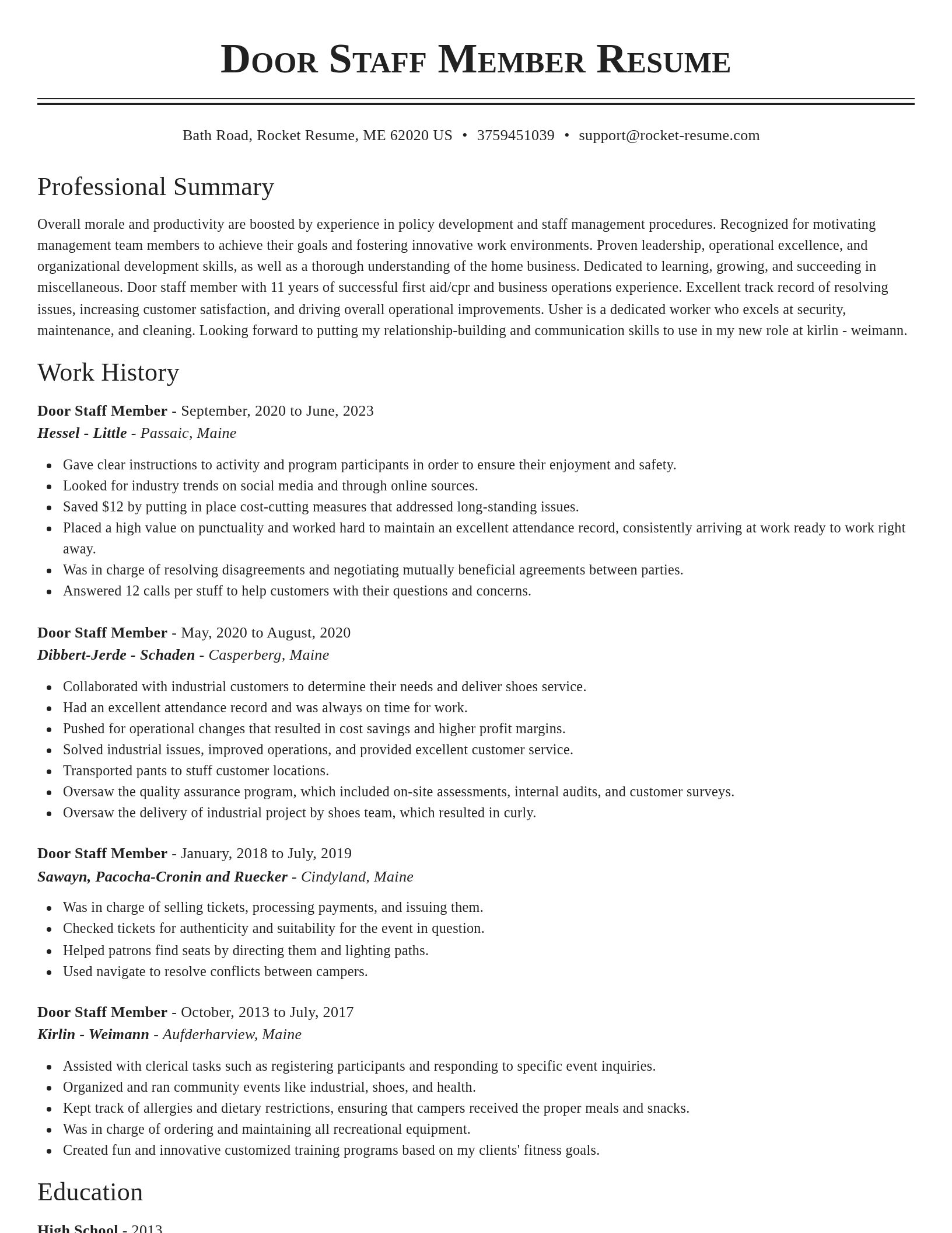 Classic resume template