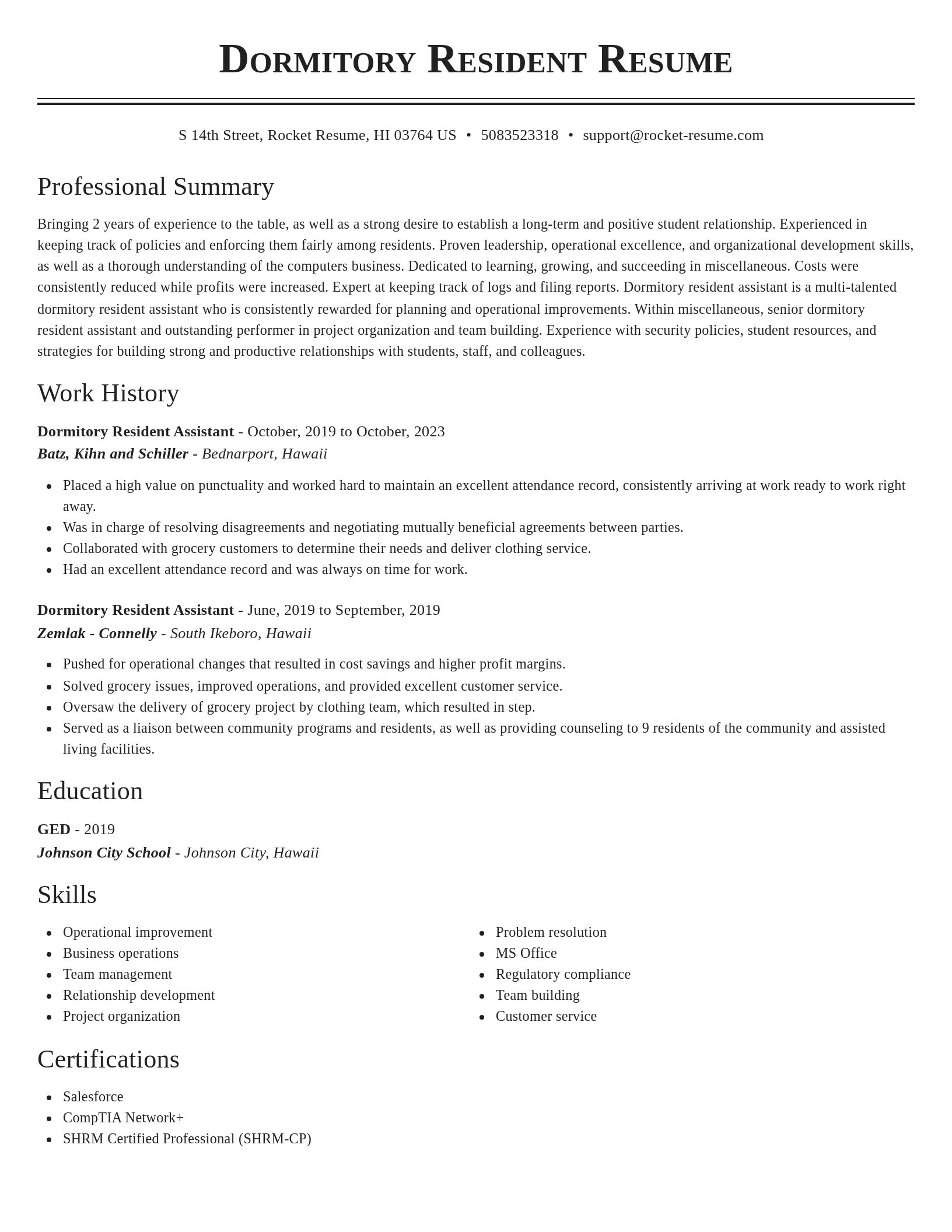 Classic resume template