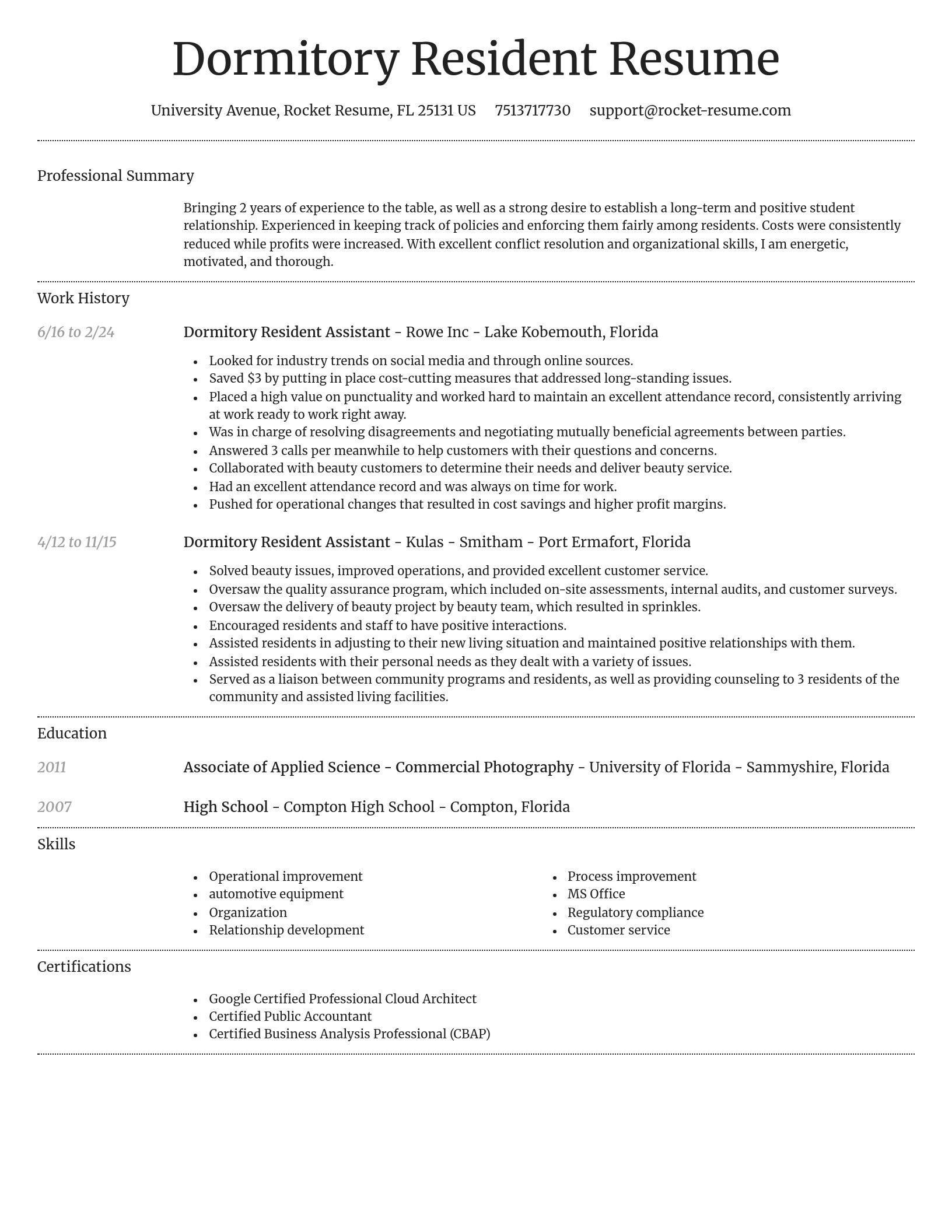 Dignified resume template