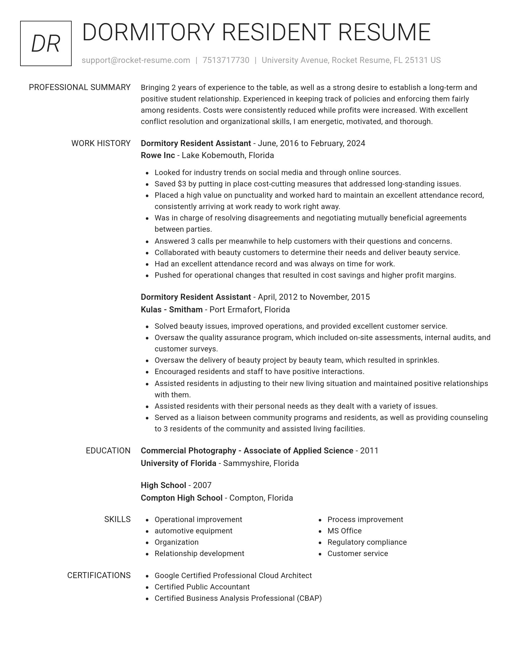 Renowned resume template