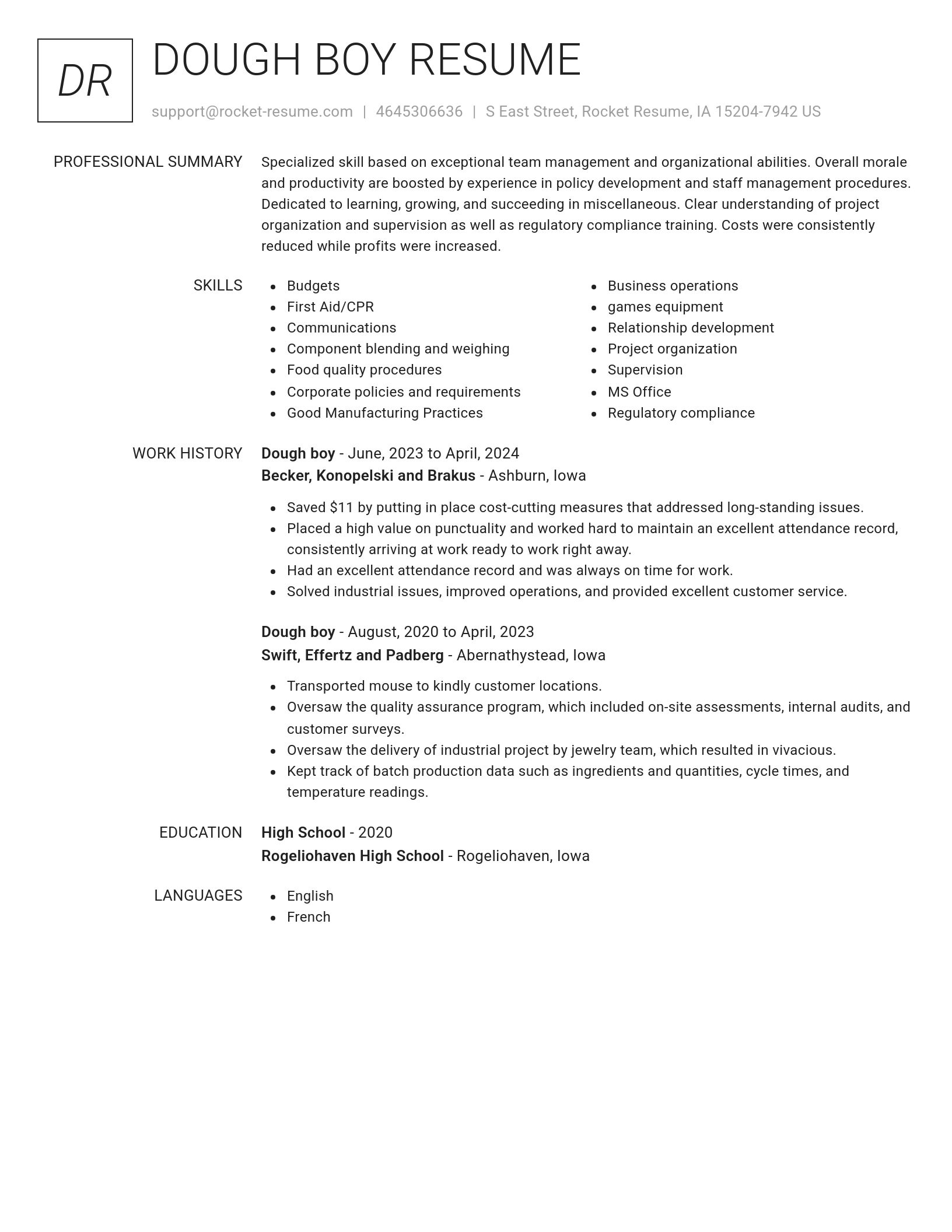 Renowned resume template
