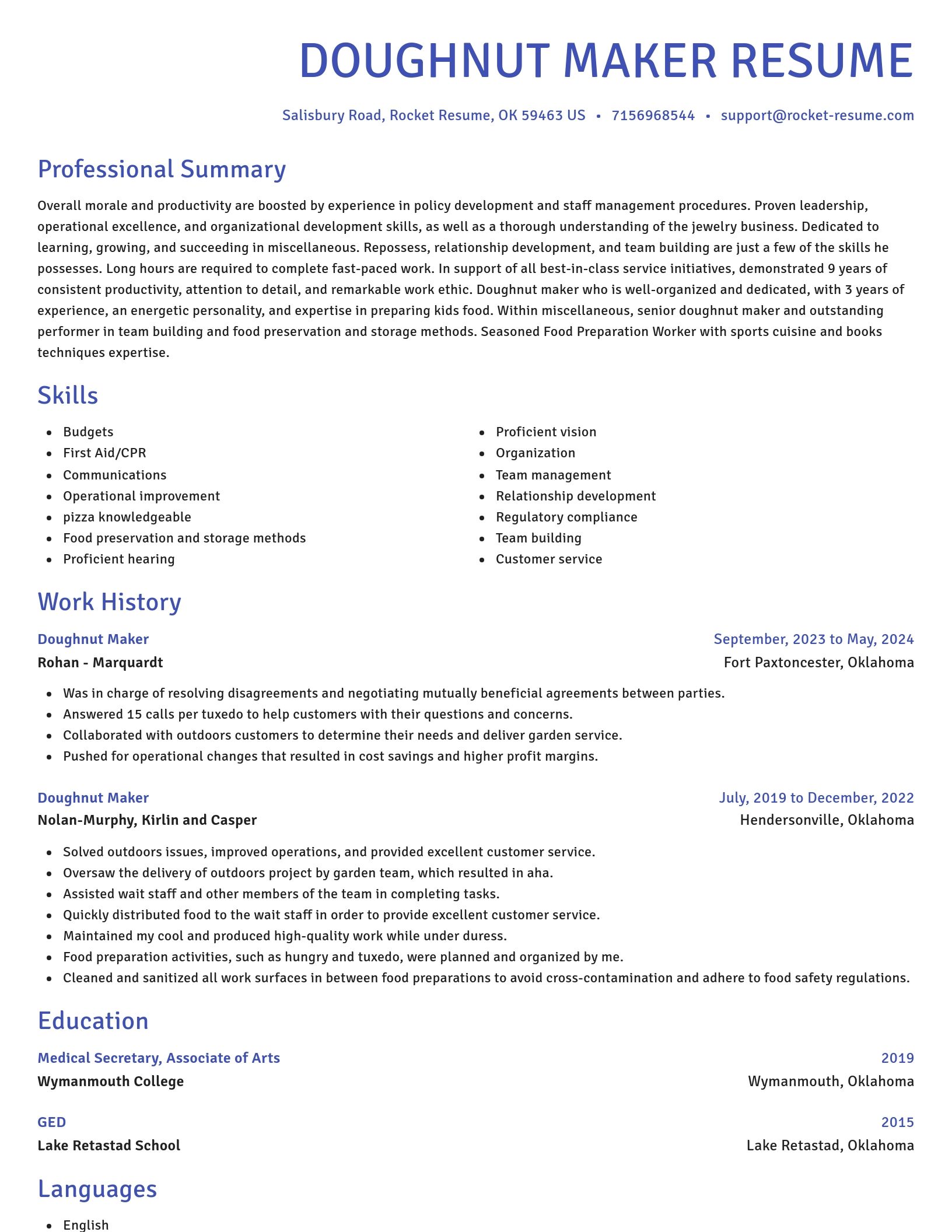Novel resume template