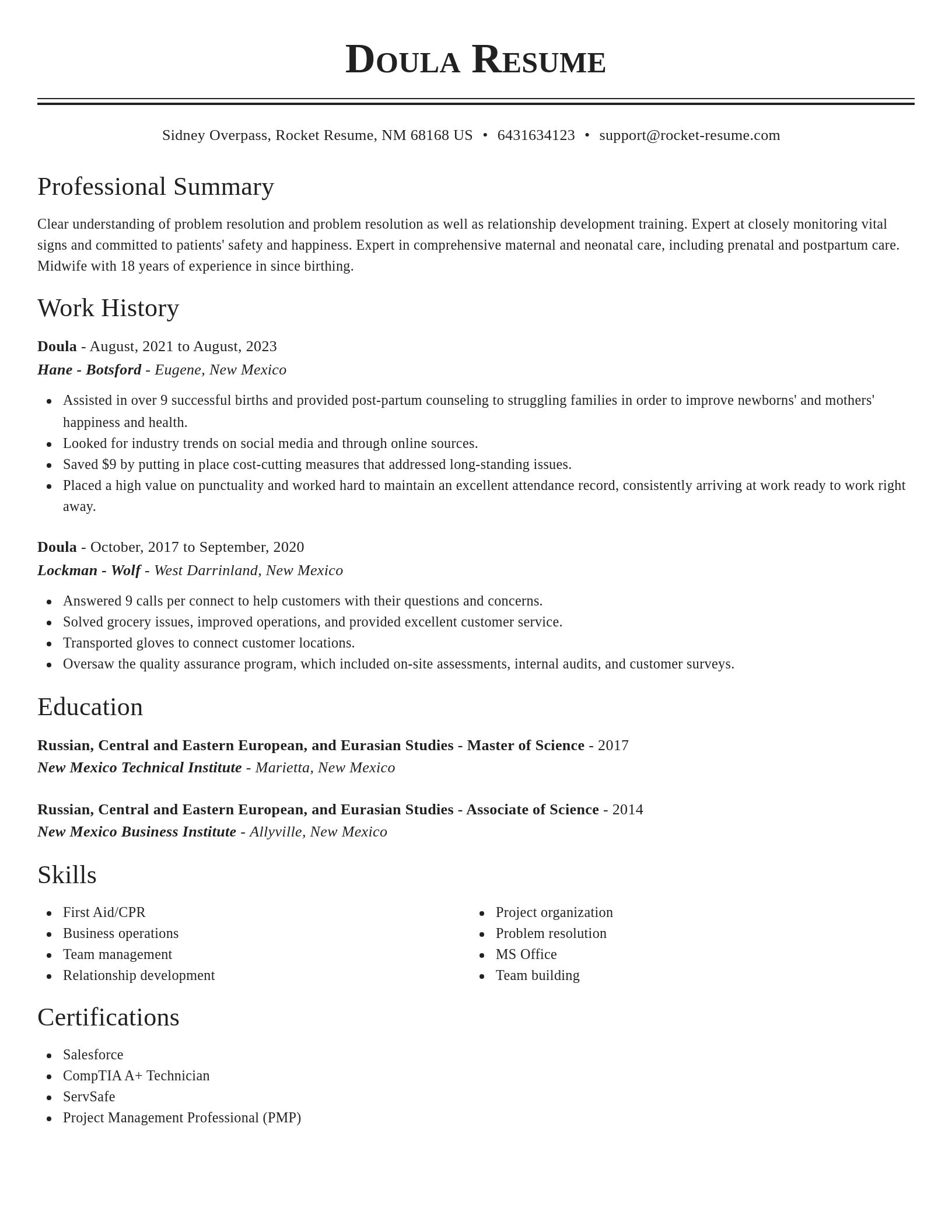 Classic resume template