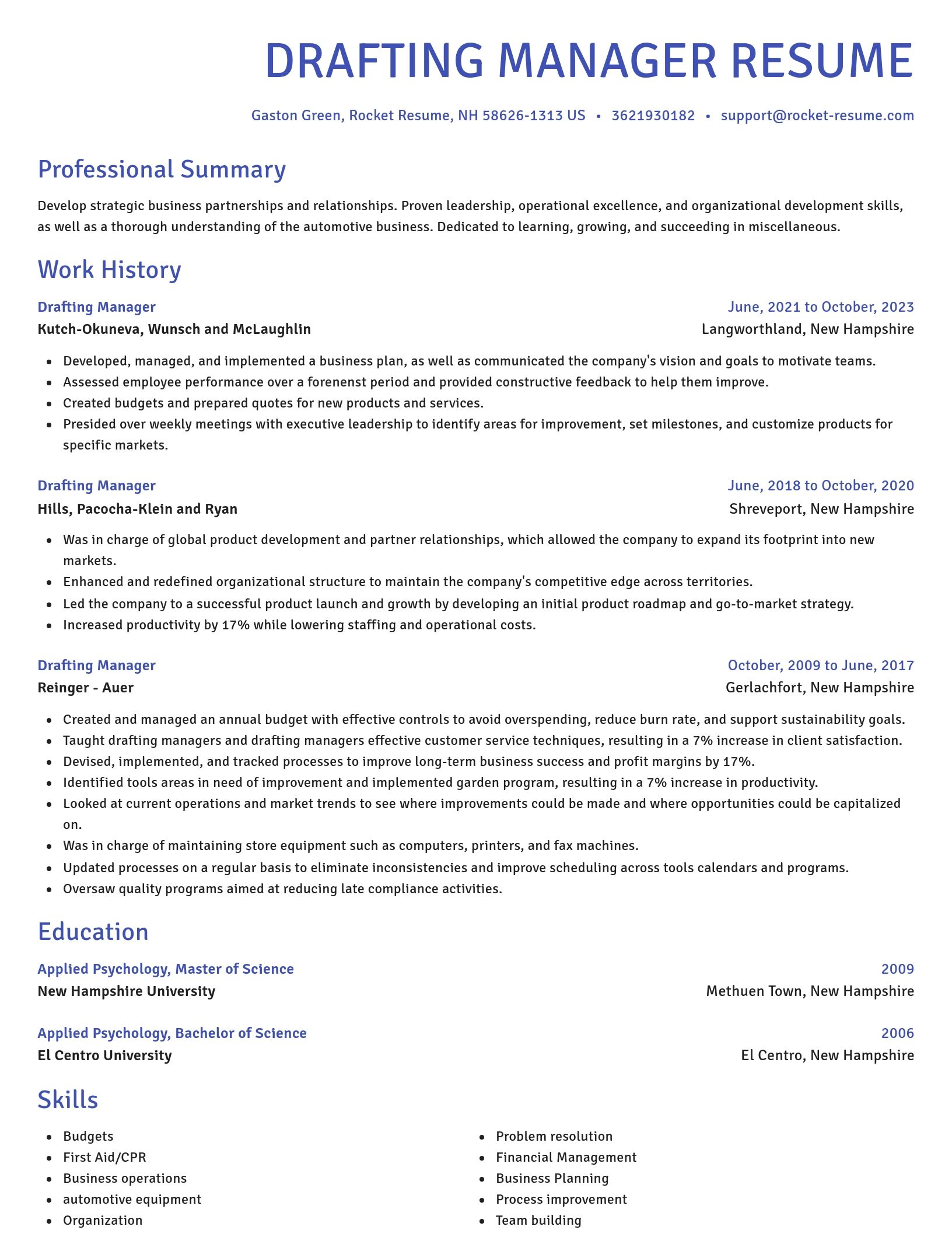 Novel resume template