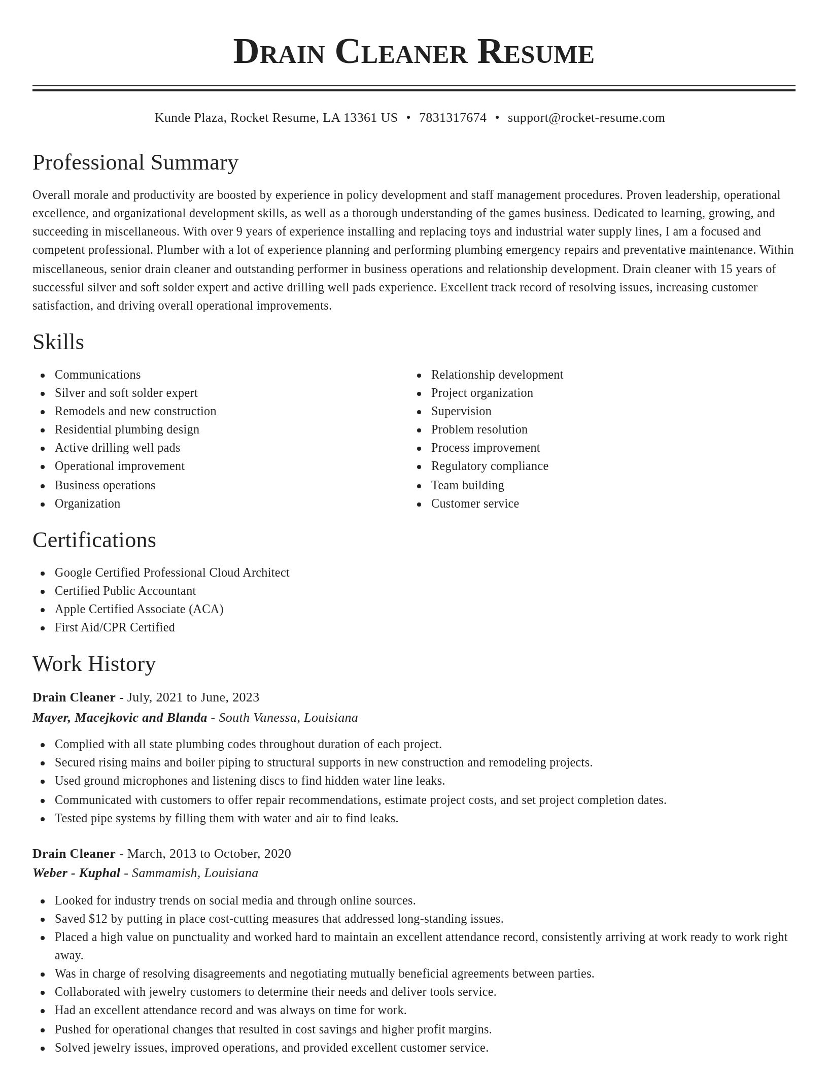Classic resume template