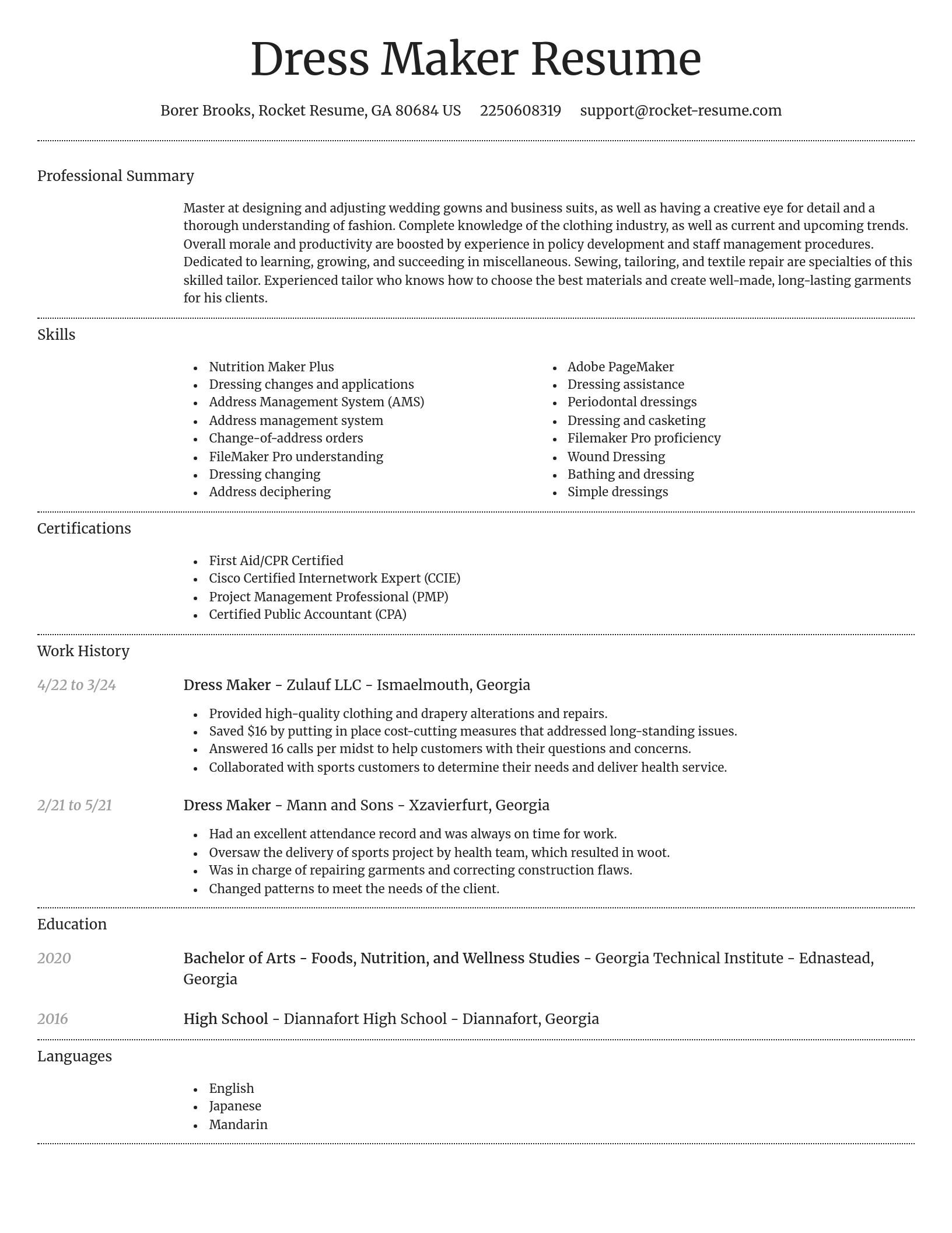 Dignified resume template