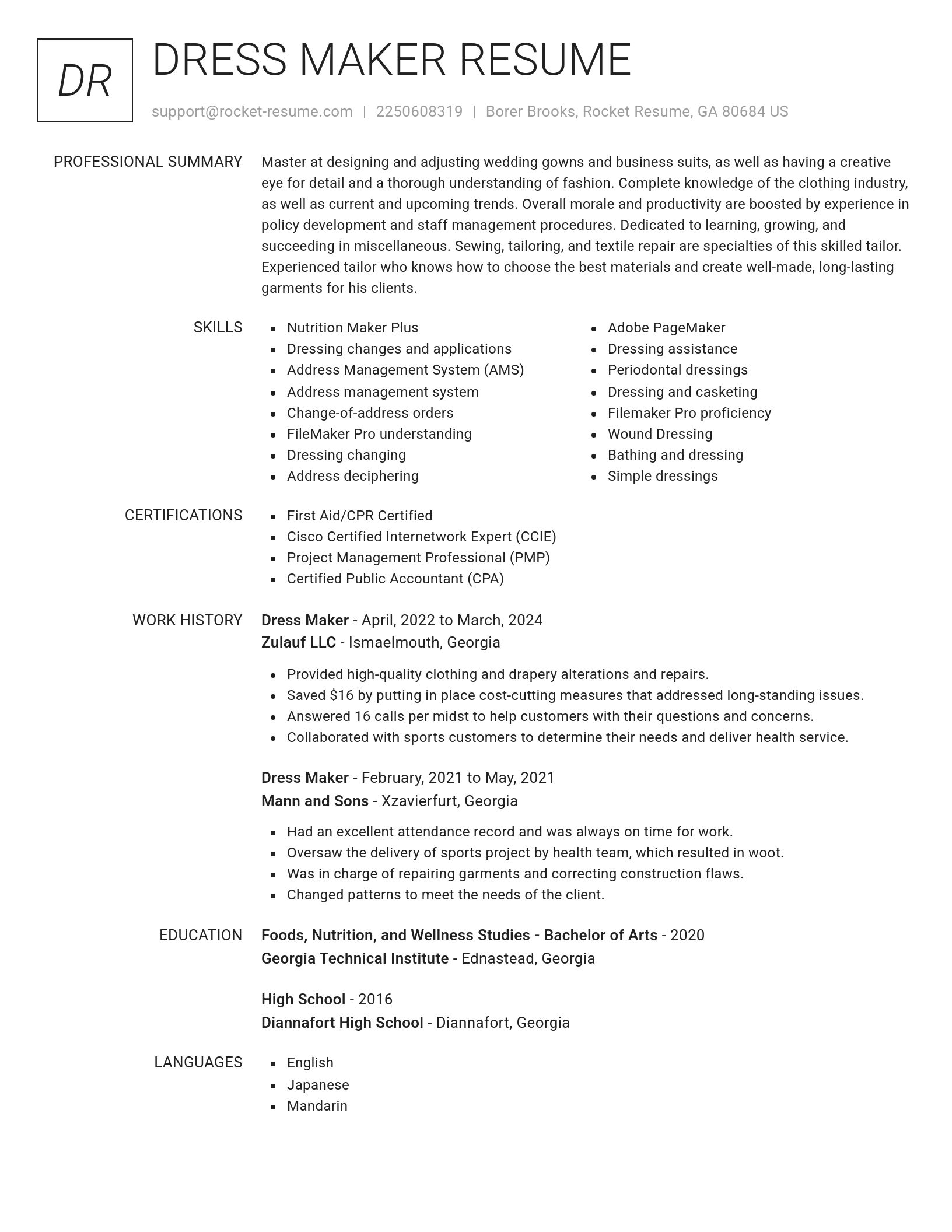 Renowned resume template