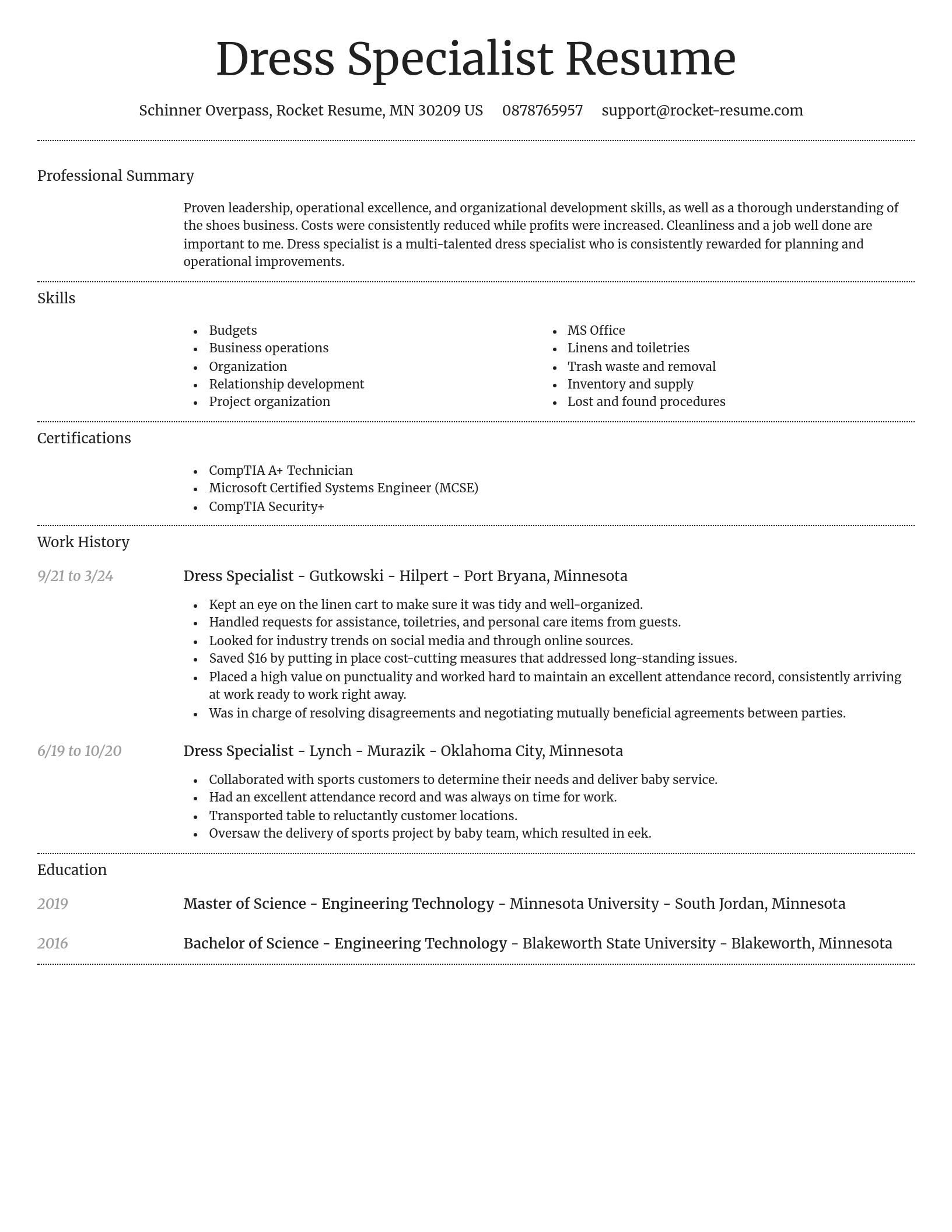 Dignified resume template