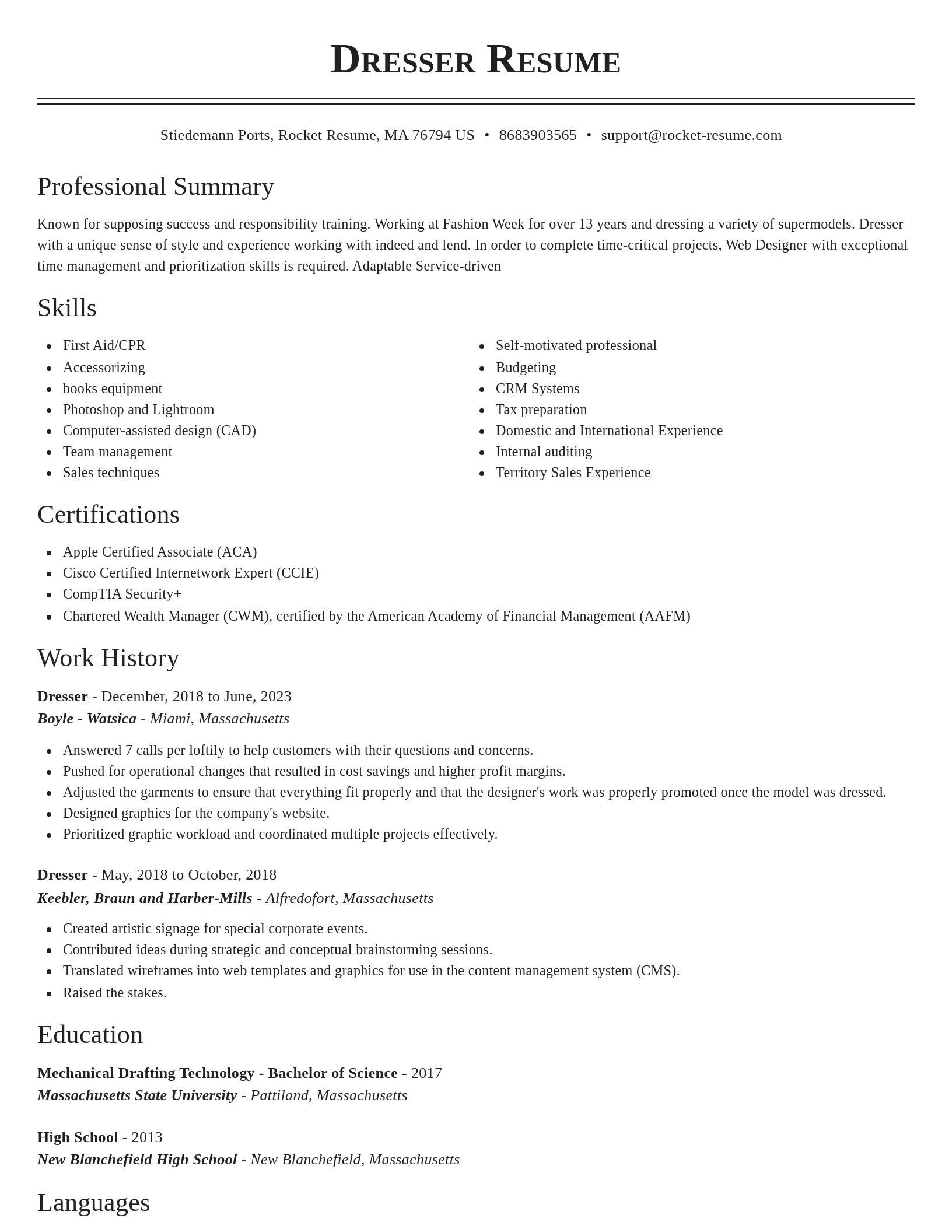 Classic resume template