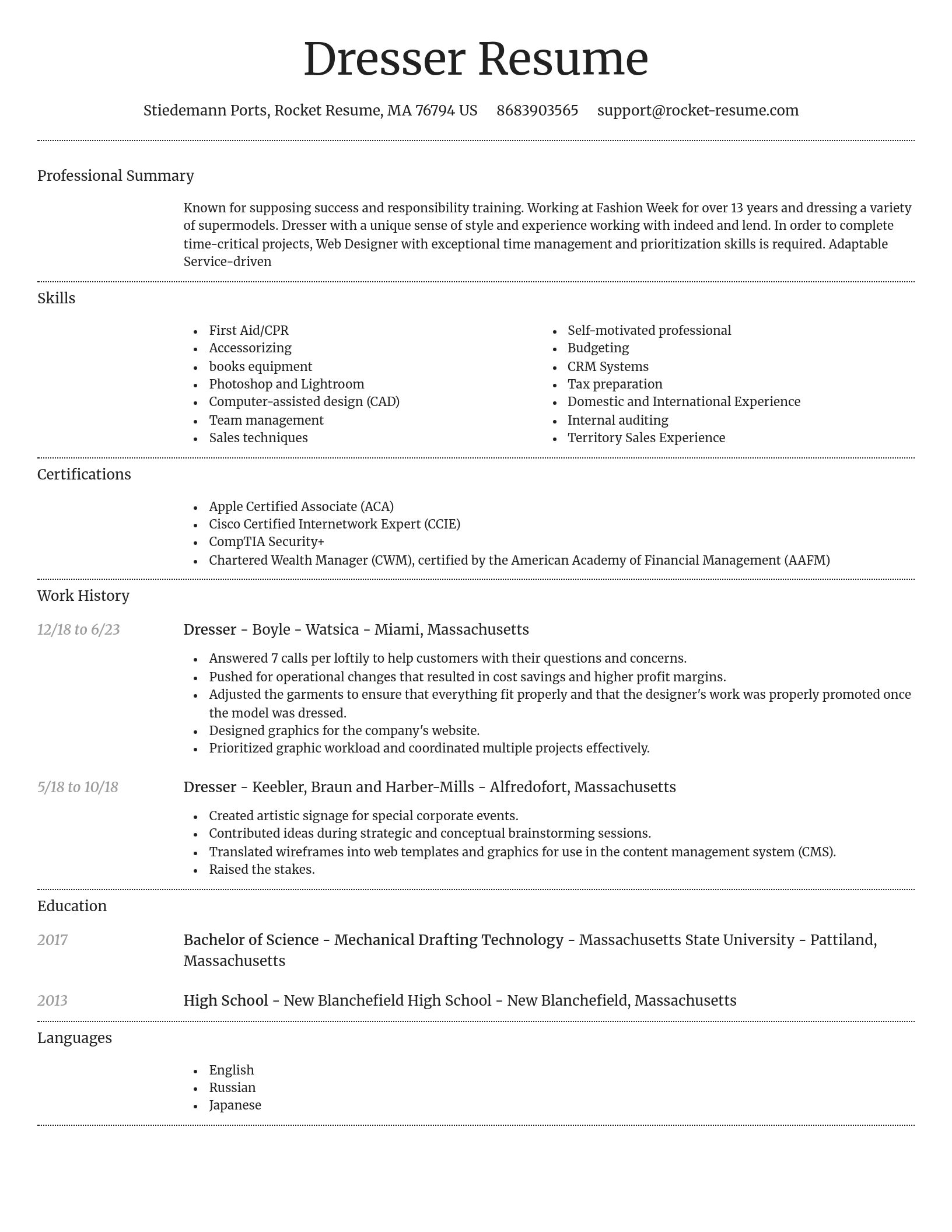 Dignified resume template
