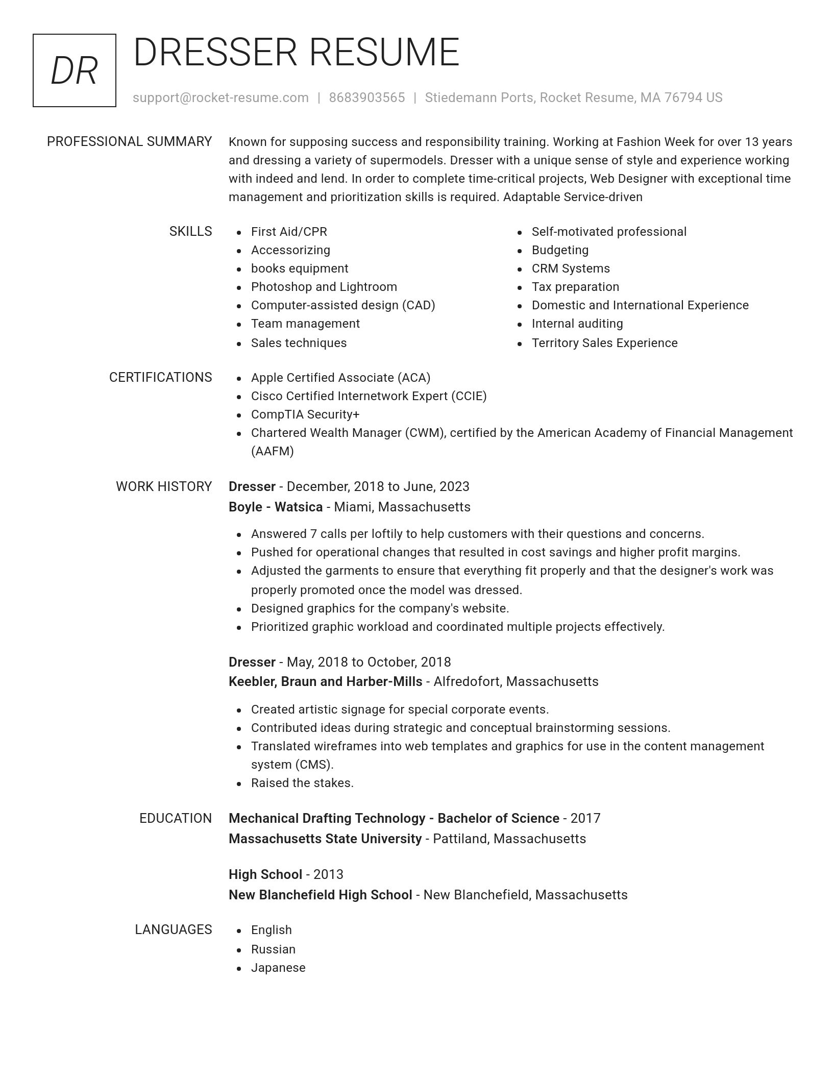 Renowned resume template