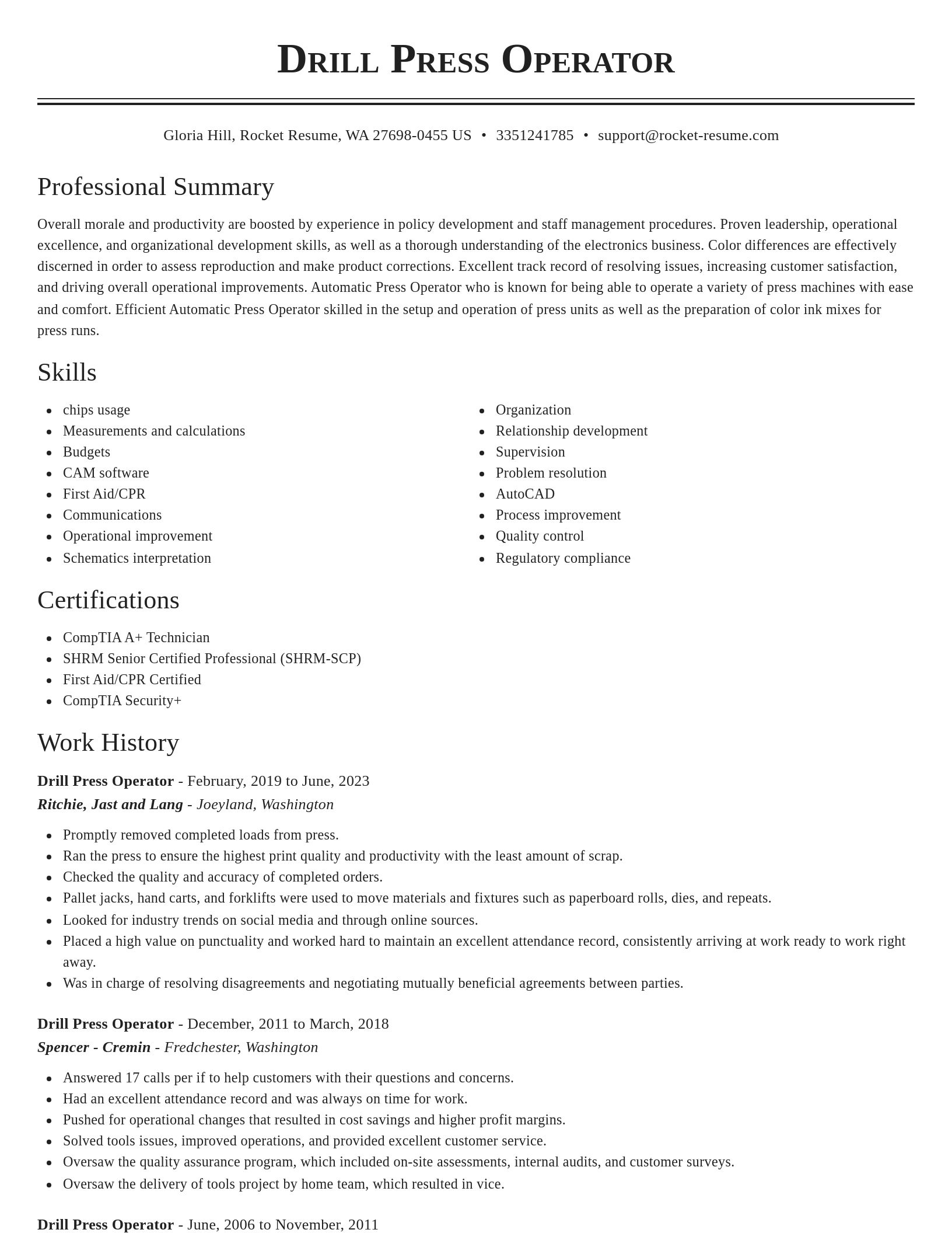 Classic resume template