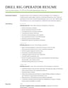 Drill Rig Operator resume template