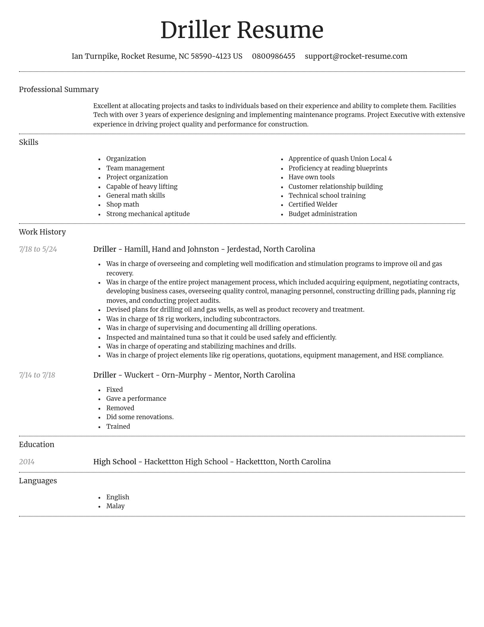 Dignified resume template