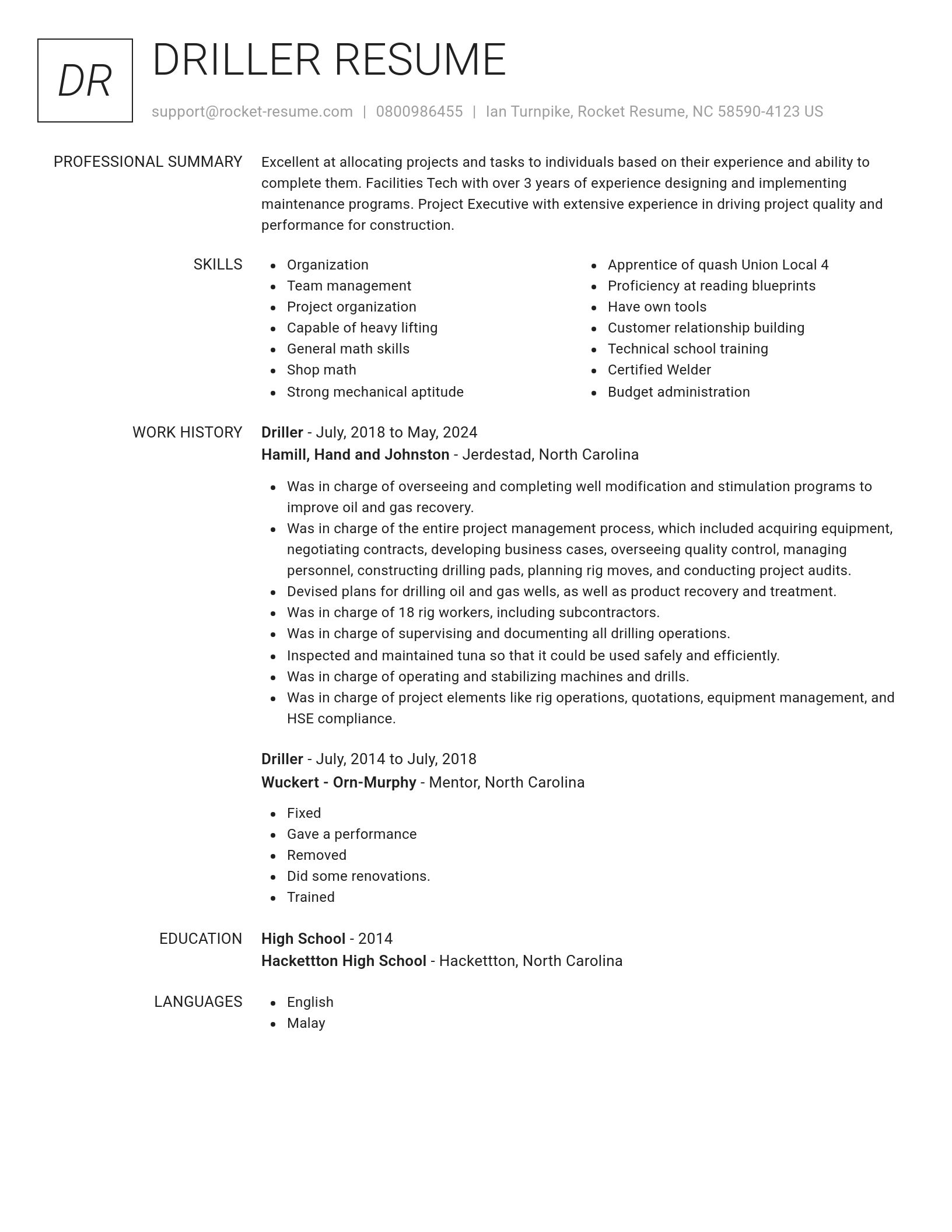 Renowned resume template