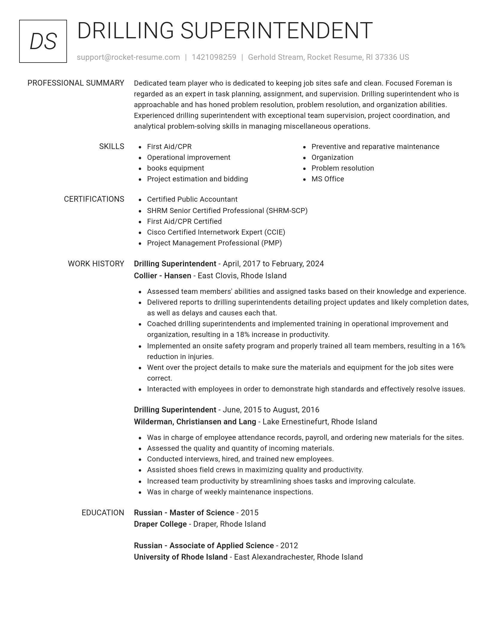 Renowned resume template